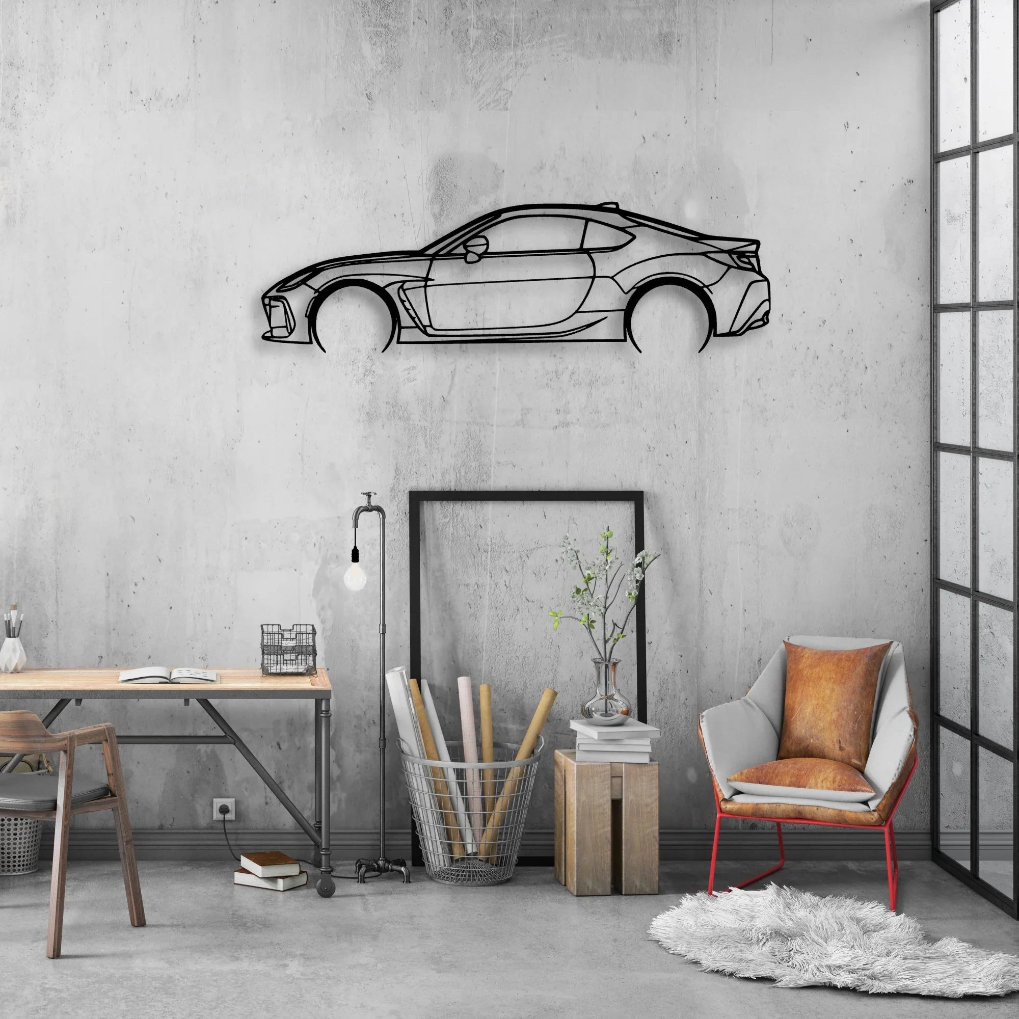 BRZ 2023 Classic Silhouette Metal Wall Art - Automotive Garage Decor