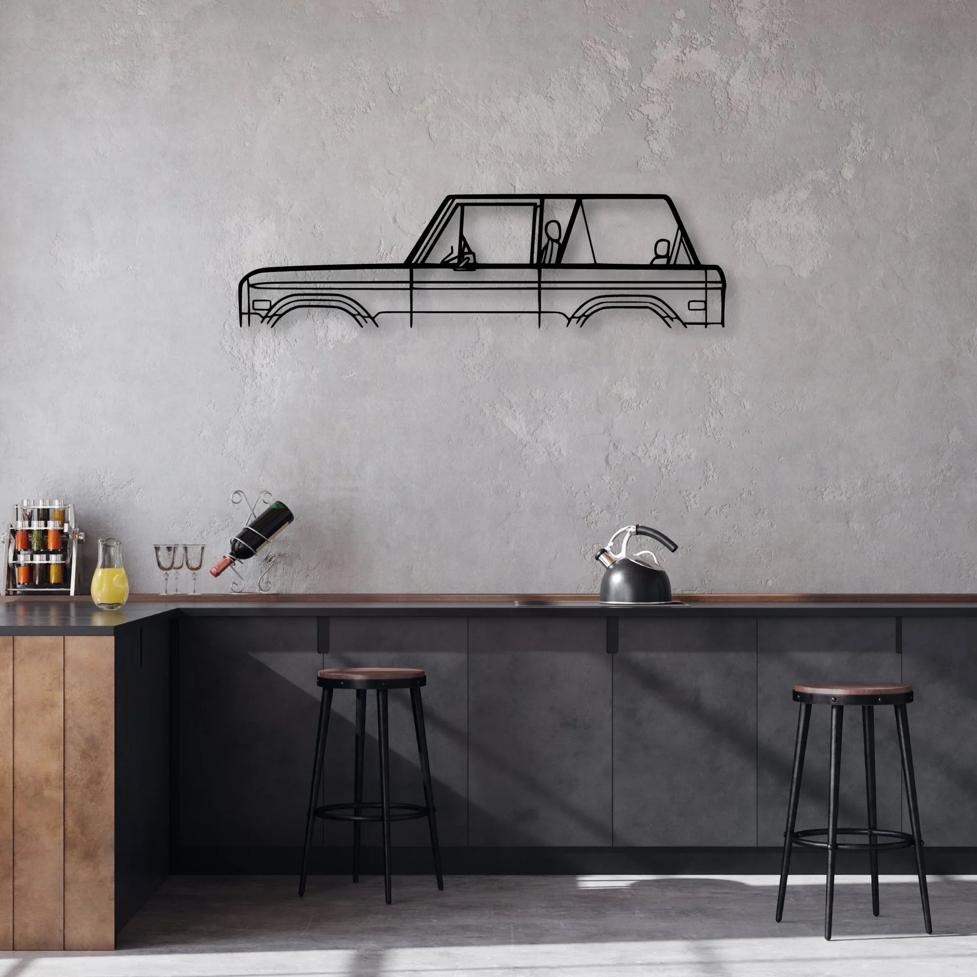 Bronco 1974 Classic Silhouette Metal Wall Art - Automotive Garage Decor