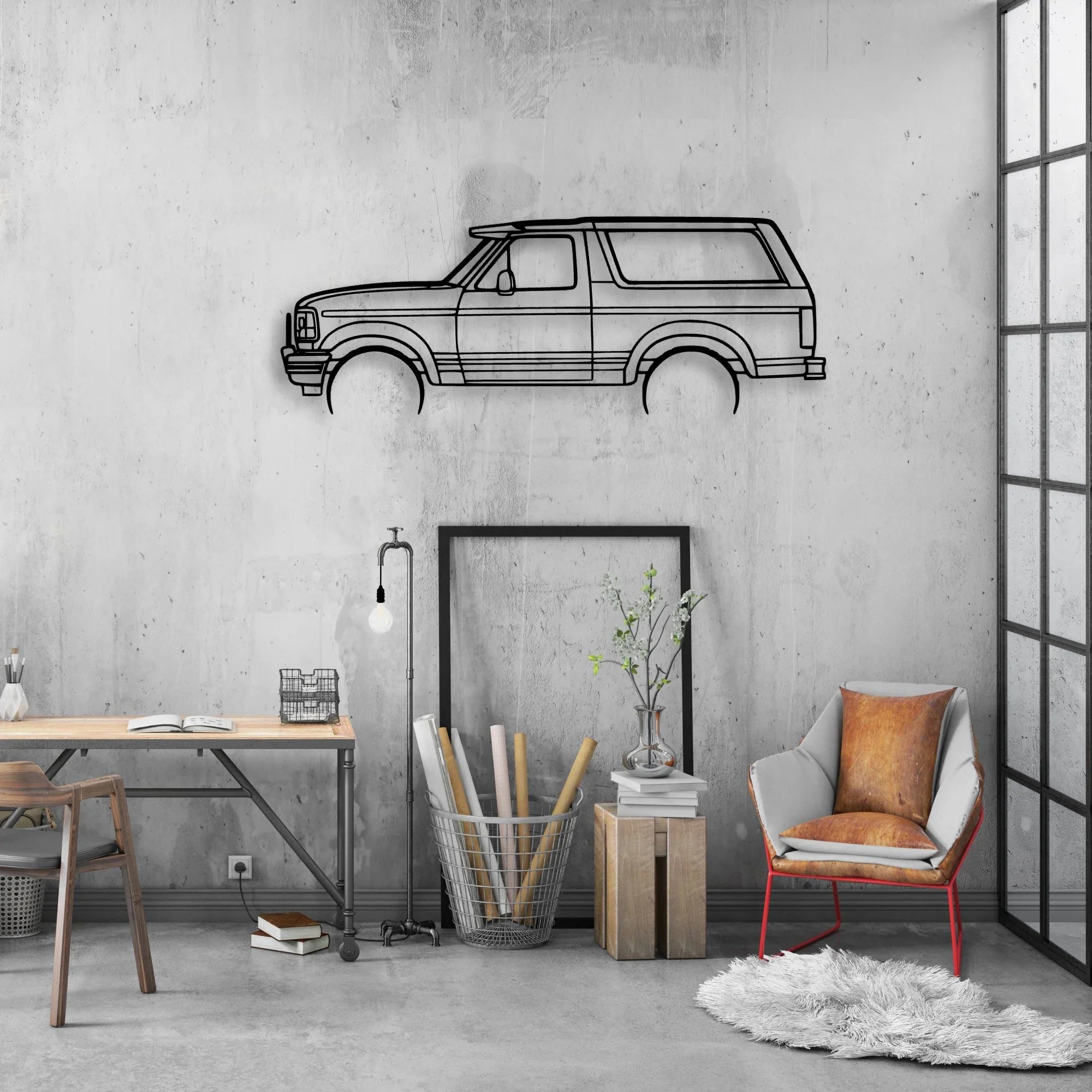 Bronco XLT 1995 Classic Silhouette Metal Wall Art - Automotive Garage Decor