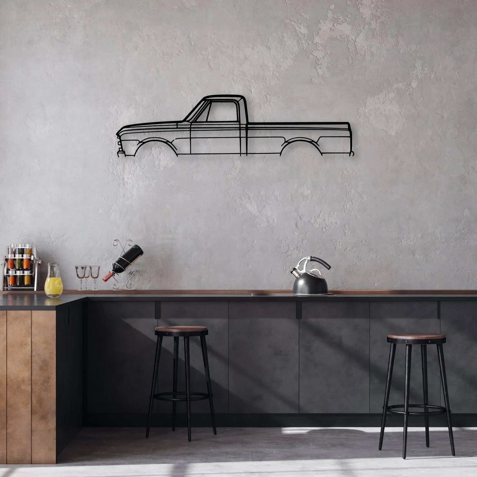 C10 1968 Classic Silhouette Metal Wall Art - Automotive Garage Decor