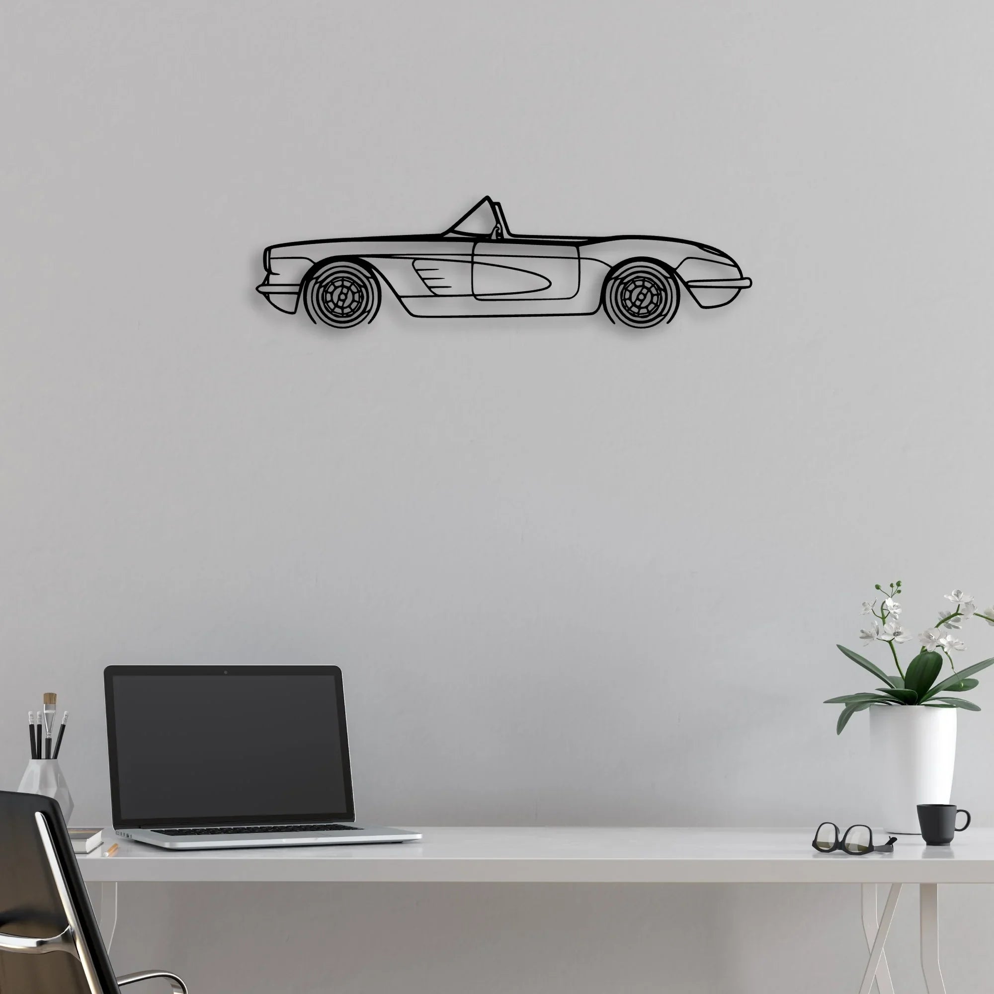 C1 1960 Classic Silhouette Metal Wall Art - Automotive Garage Decor