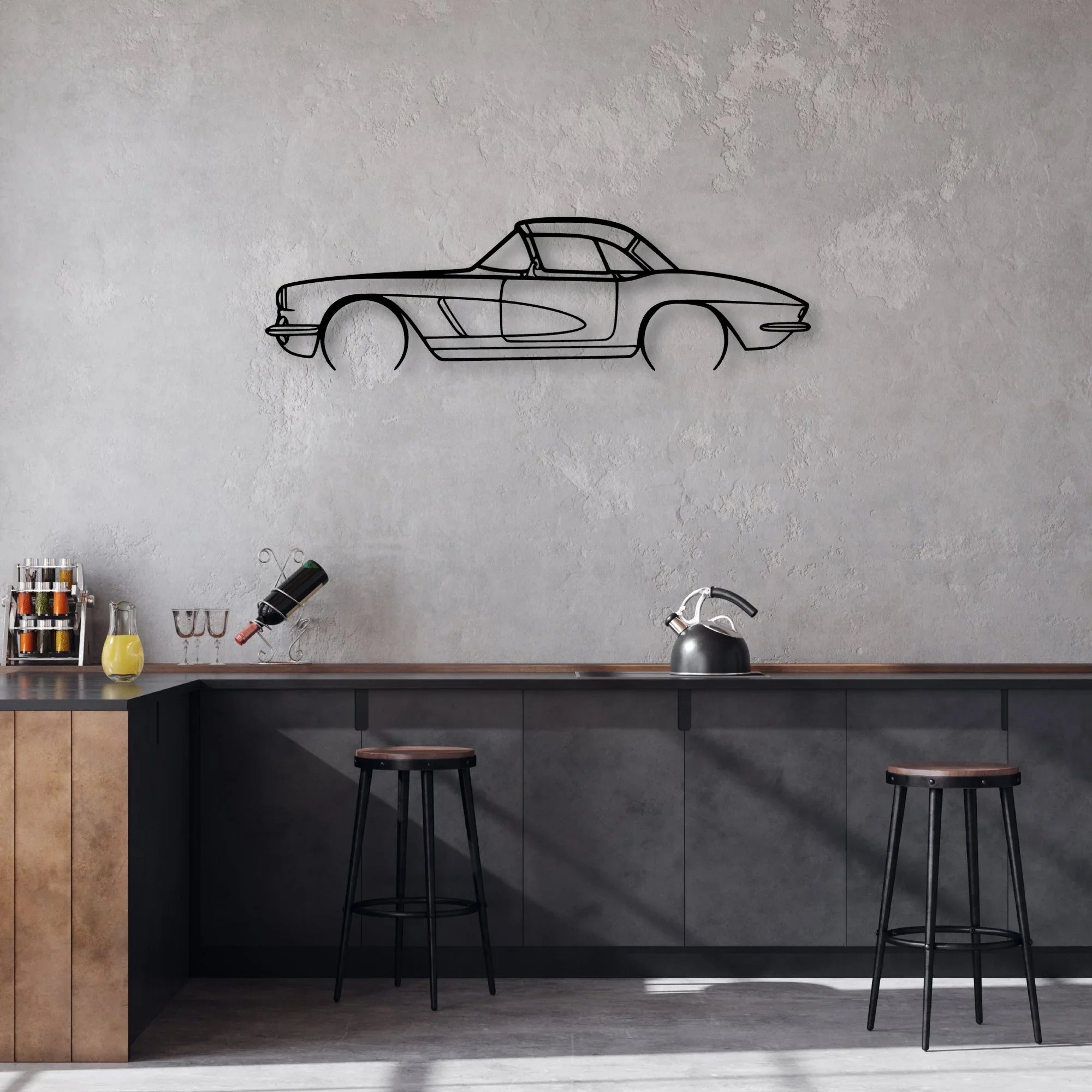 C1 327 1962 Classic Silhouette Metal Wall Art - Automotive Garage Decor