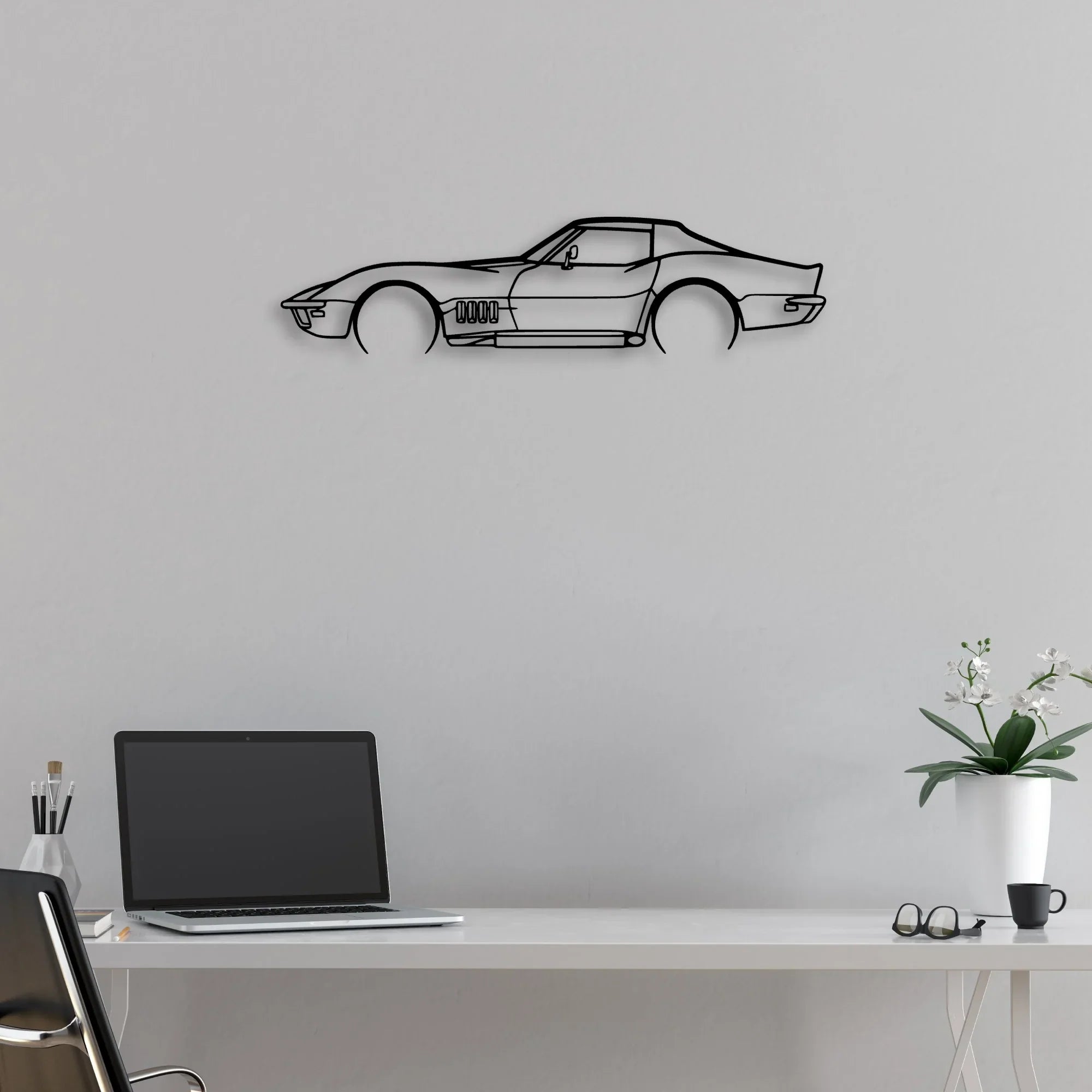 C3 1969 Classic Silhouette Metal Wall Art - Automotive Garage Decor