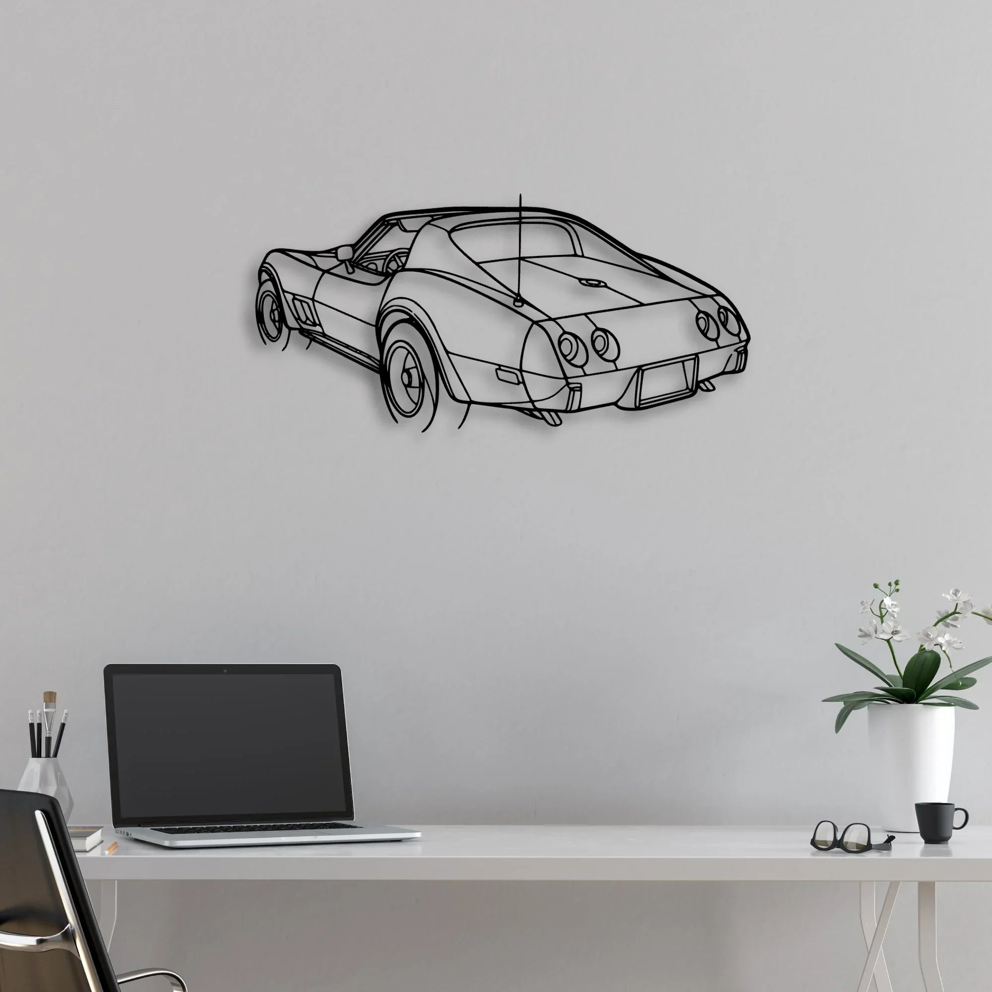 C3 1976 Angle Classic Silhouette Metal Wall Art - Automotive Garage Decor