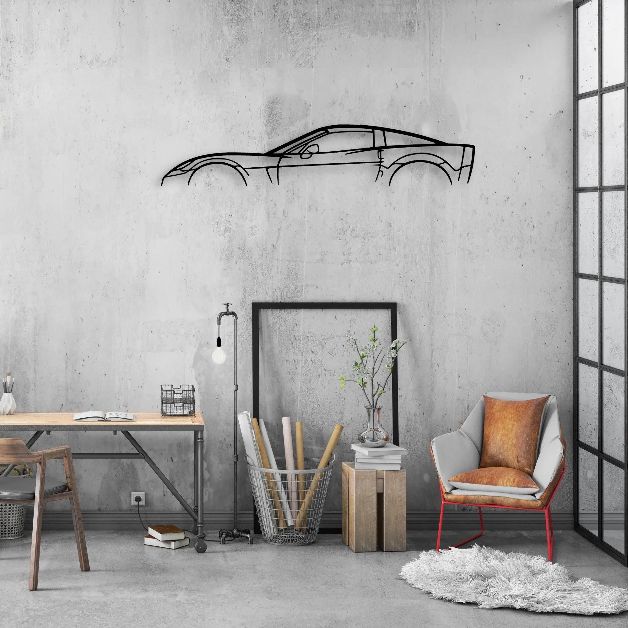 C6 Z06 2 Classic Silhouette Metal Wall Art - Automotive Garage Decor