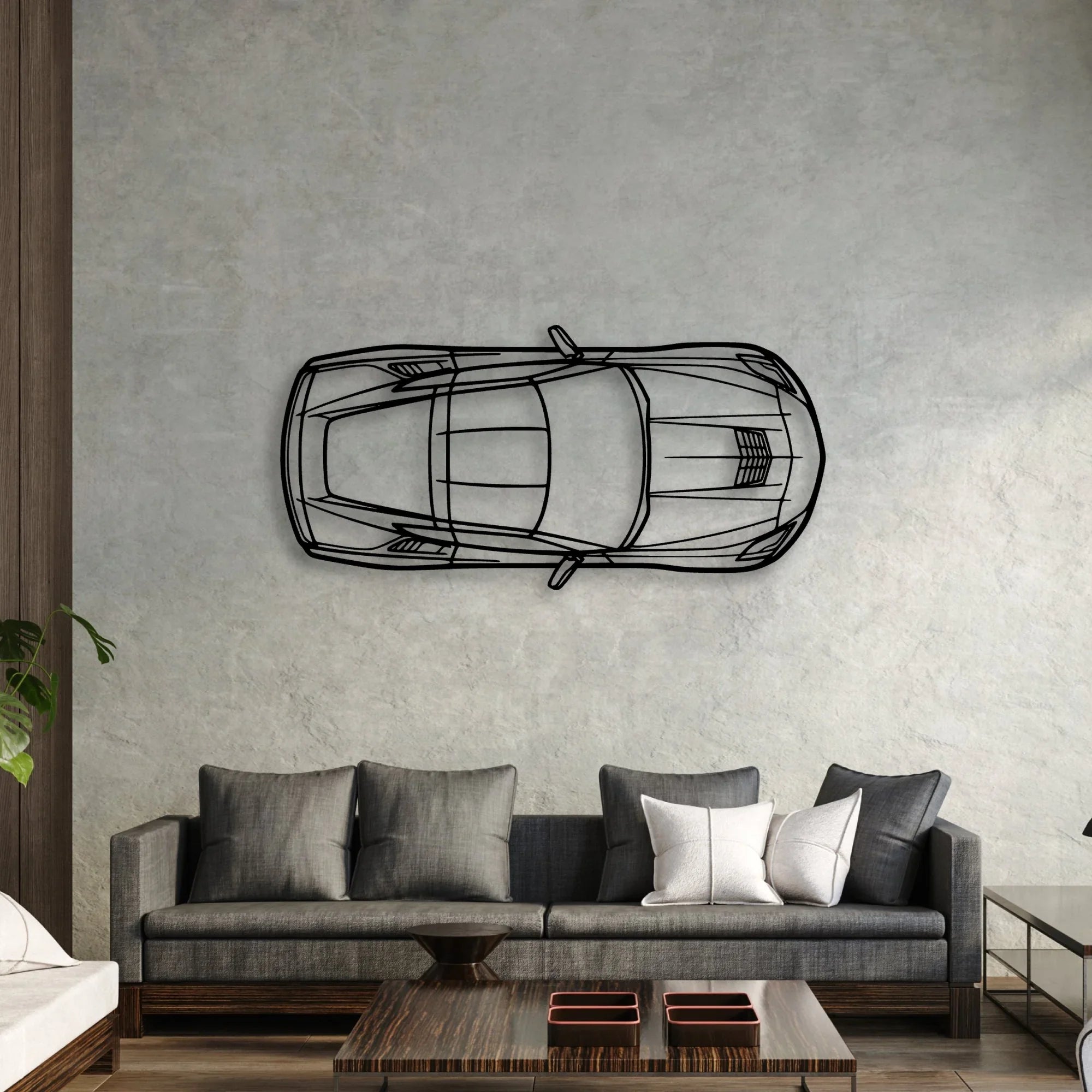 C7 TOP Classic Silhouette Metal Wall Art - Automotive Garage Decor