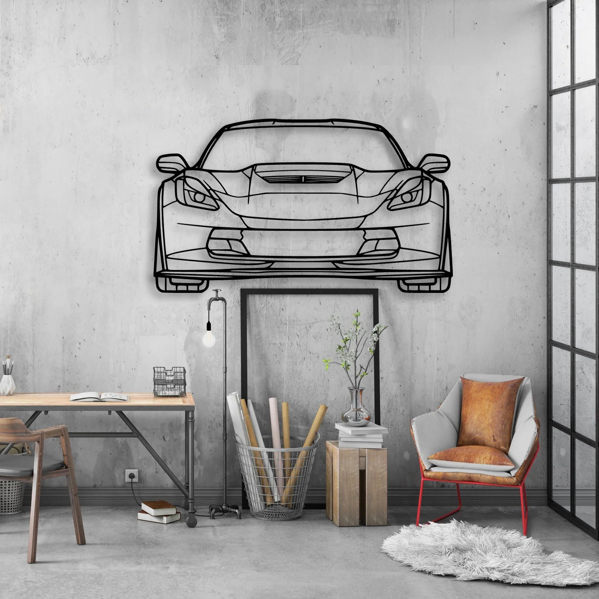 C7 Z06 2019 Classic Silhouette Metal Wall Art - Automotive Garage Decor