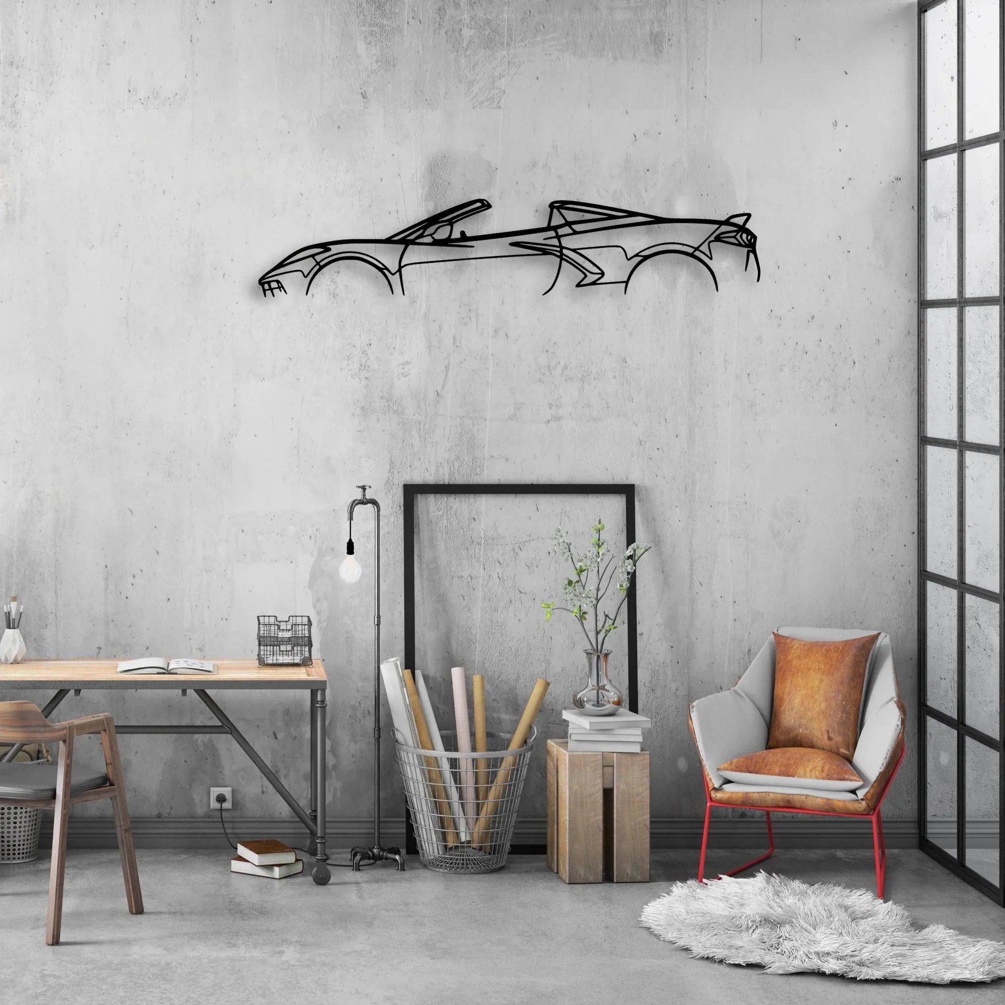C8 2023 convertible Classic Silhouette Metal Wall Art - Automotive Garage Decor