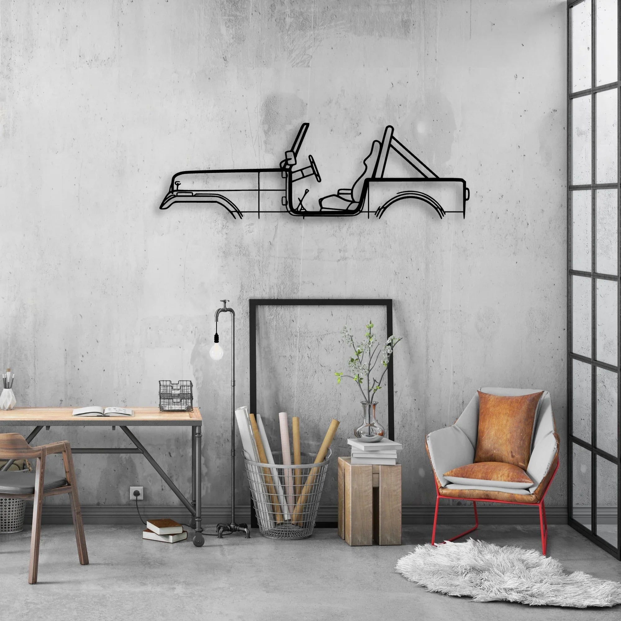 CJ7 1986 Classic Silhouette Metal Wall Art - Automotive Garage Decor