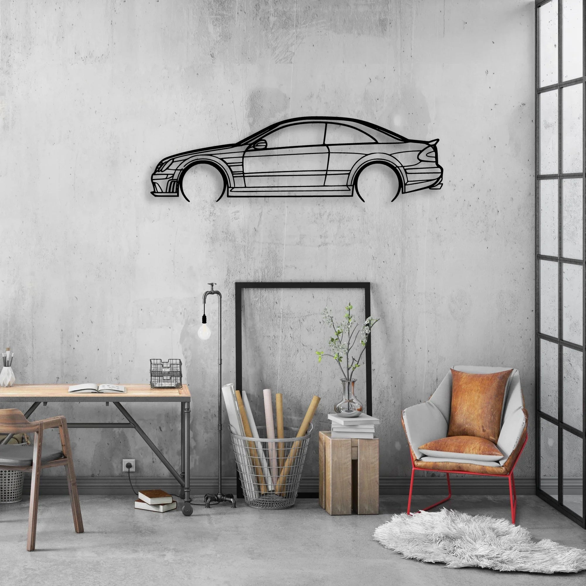 CLK63 Black Series 2 Classic Silhouette Metal Wall Art - Automotive Garage Decor