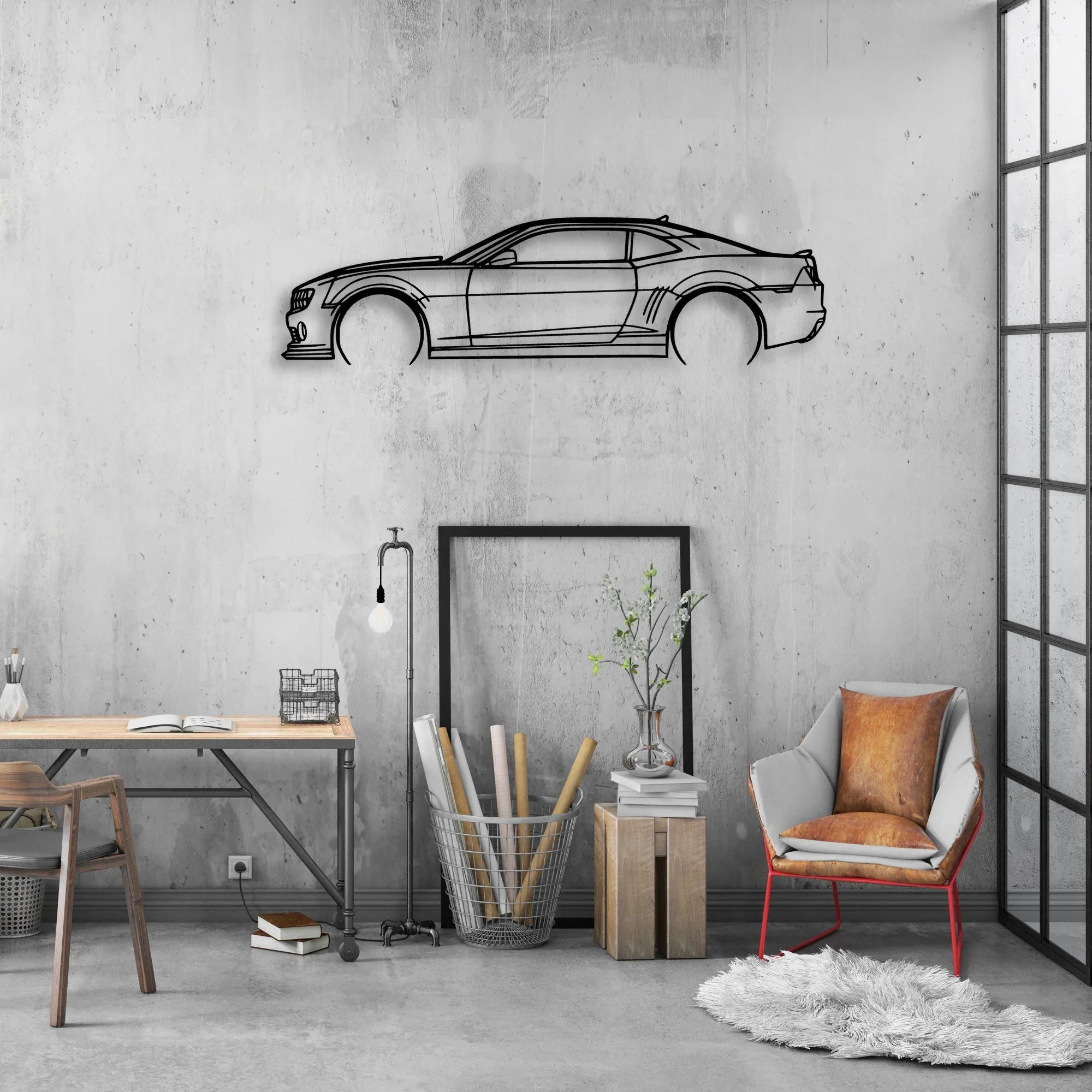 Camaro Classic Silhouette Metal Wall Art - Automotive Garage Decor