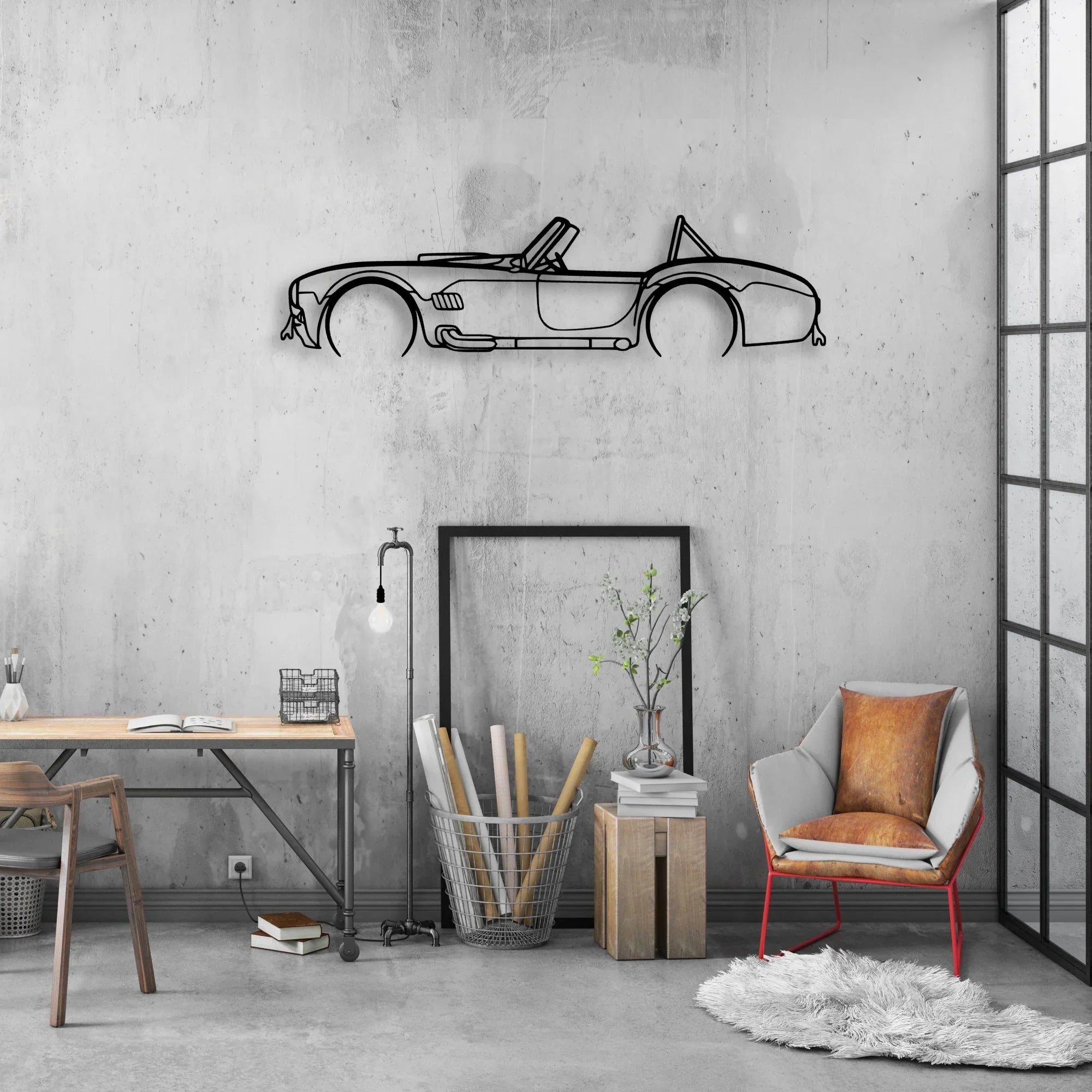 Cobra 1966 Classic Silhouette Metal Wall Art - Automotive Garage Decor