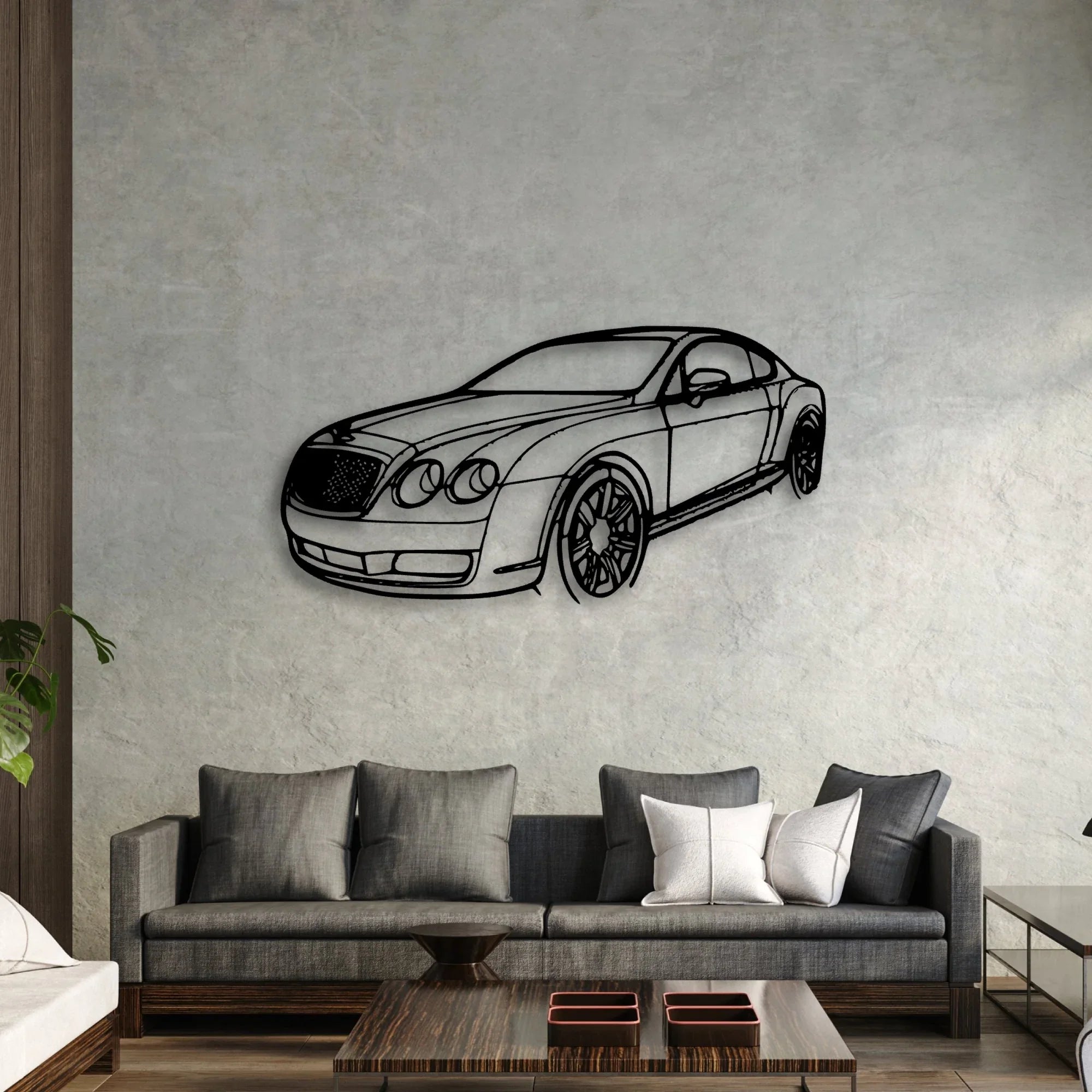 Continental GT 2007 Angle Classic Silhouette Metal Wall Art - Automotive Garage Decor