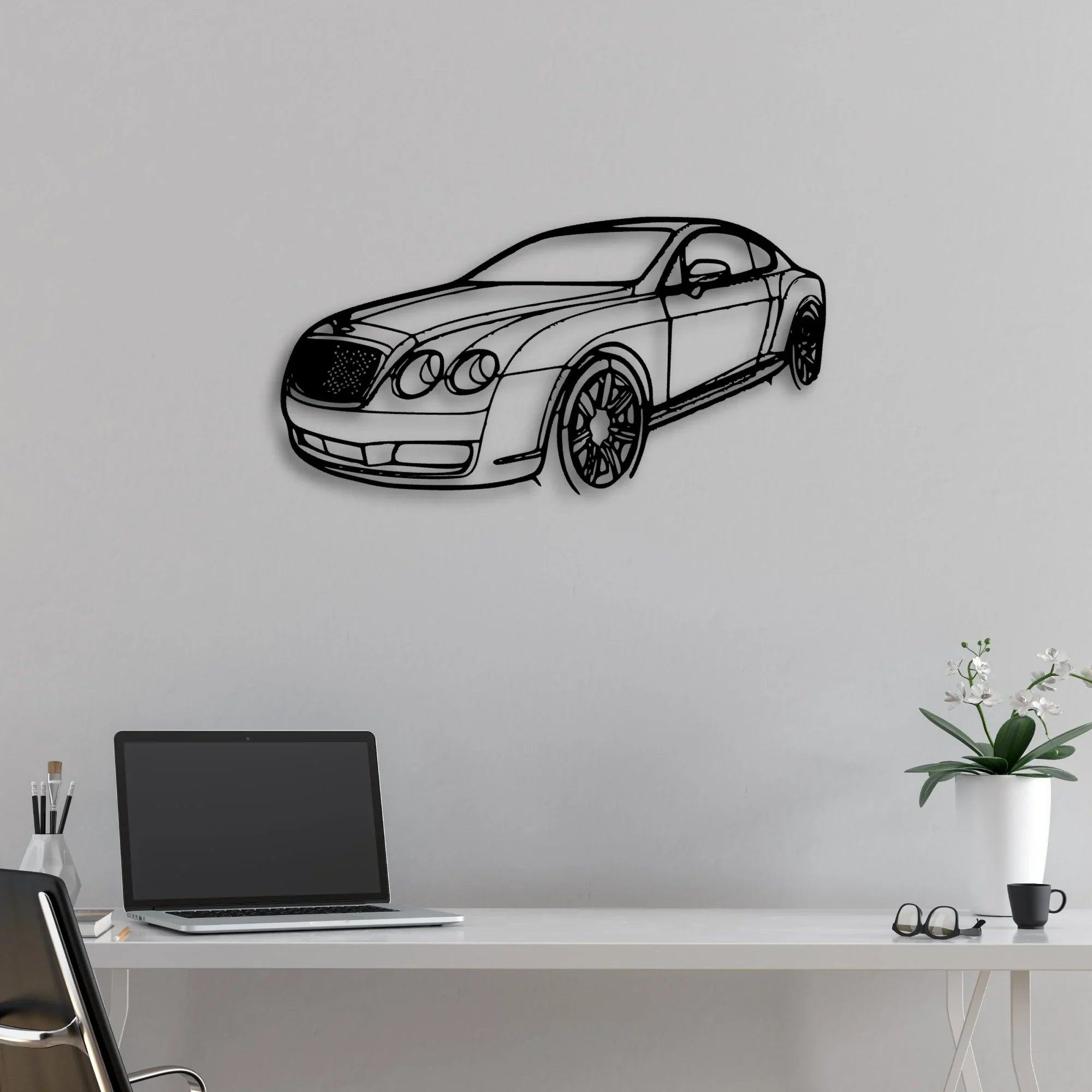 Continental GT 2007 Angle Classic Silhouette Metal Wall Art - Automotive Garage Decor