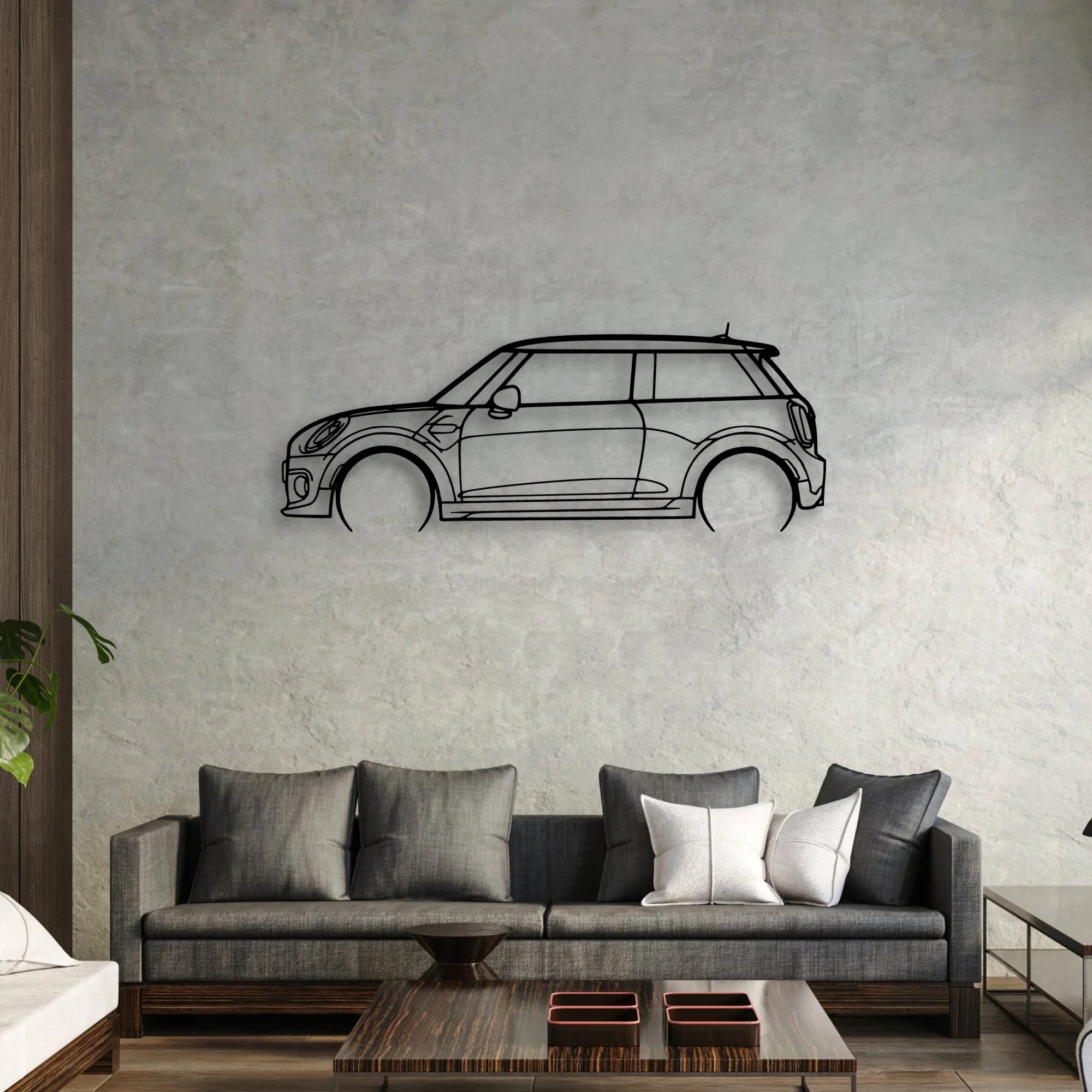 Cooper S 2015 Classic Silhouette Metal Wall Art - Automotive Garage Decor