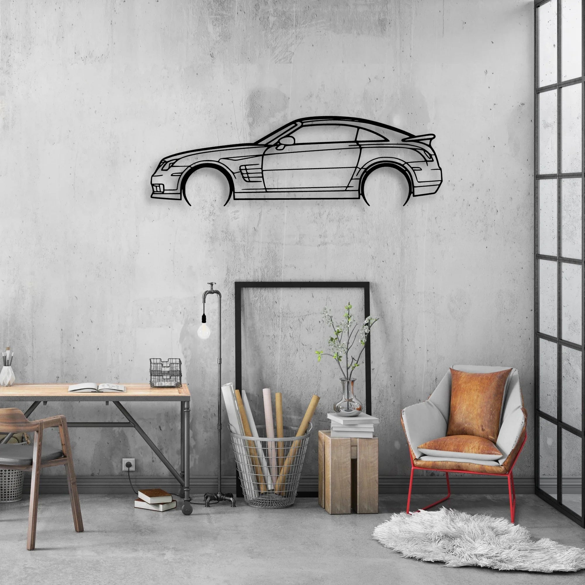 Crossfire Coupe 2005 Classic Silhouette Metal Wall Art - Automotive Garage Decor