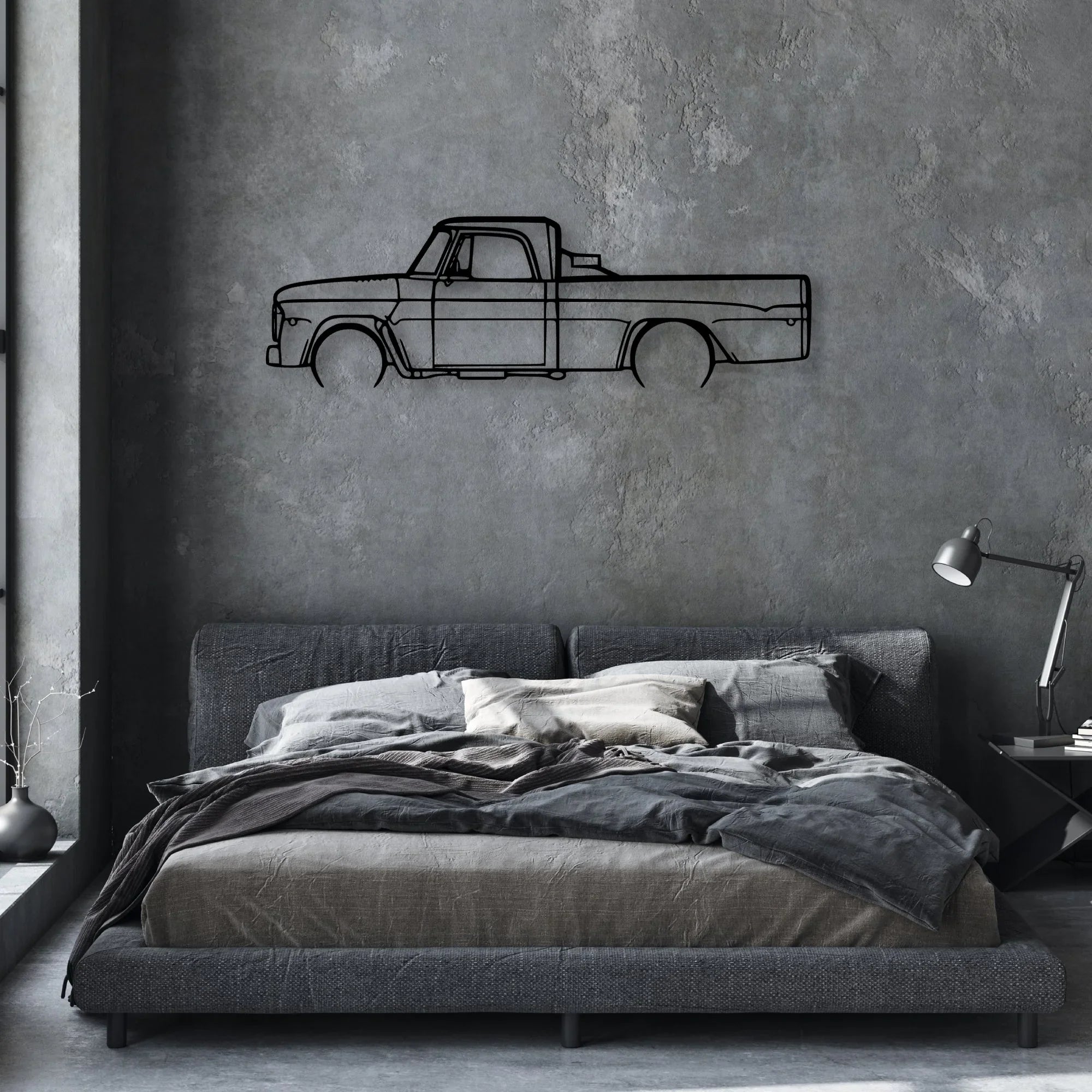 D100 1968 Classic Silhouette Metal Wall Art - Automotive Garage Decor