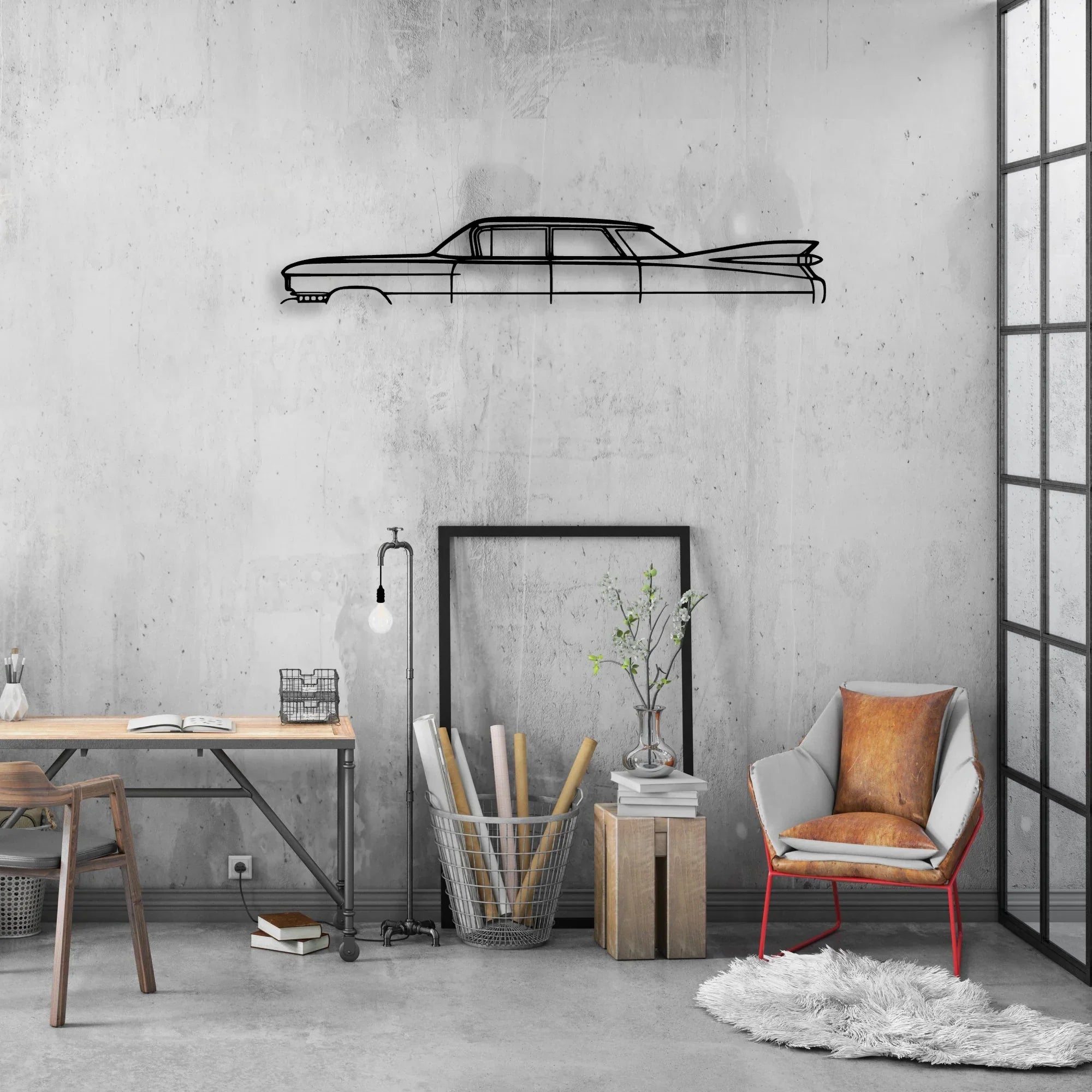 De 1959 Sedan Classic Silhouette Metal Wall Art - Automotive Garage Decor
