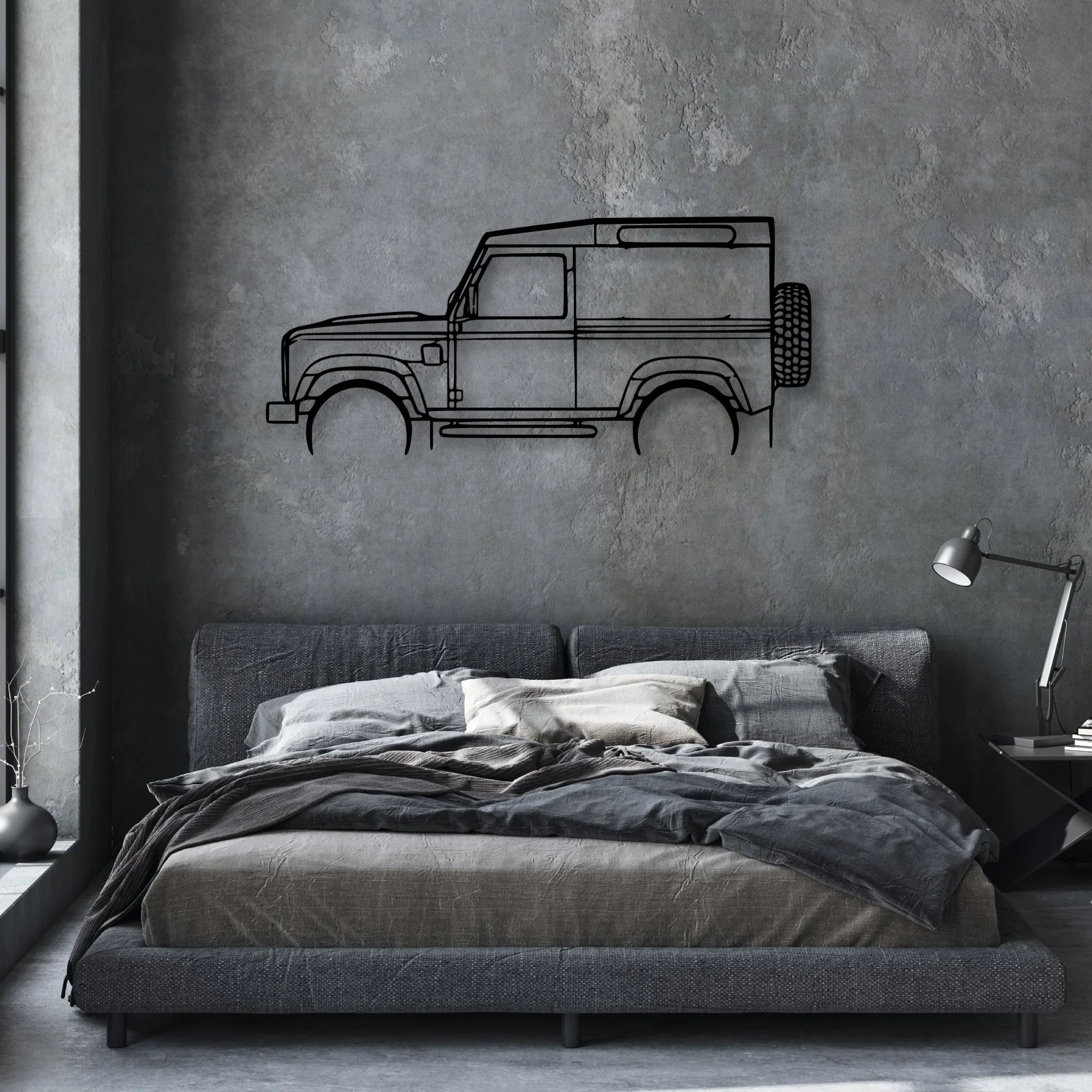 Defender 90 Classic Silhouette Metal Wall Art - Automotive Garage Decor