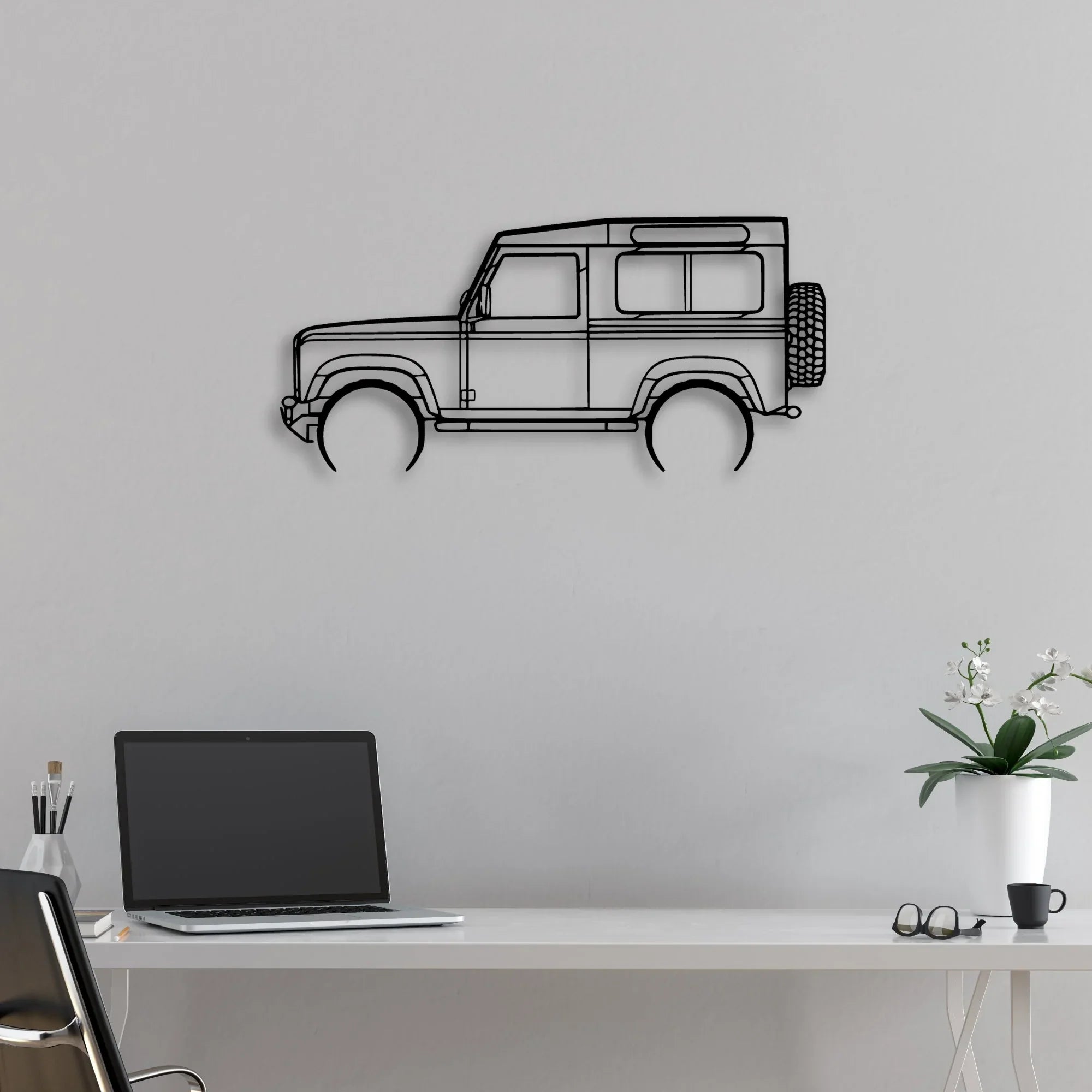 Defender 90 2005 Classic Silhouette Metal Wall Art - Automotive Garage Decor