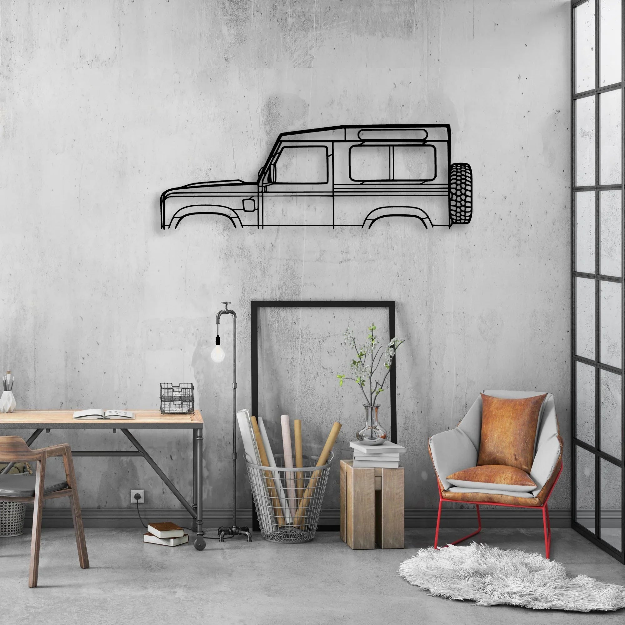 Defender 90 2010 Classic Silhouette Metal Wall Art - Automotive Garage Decor