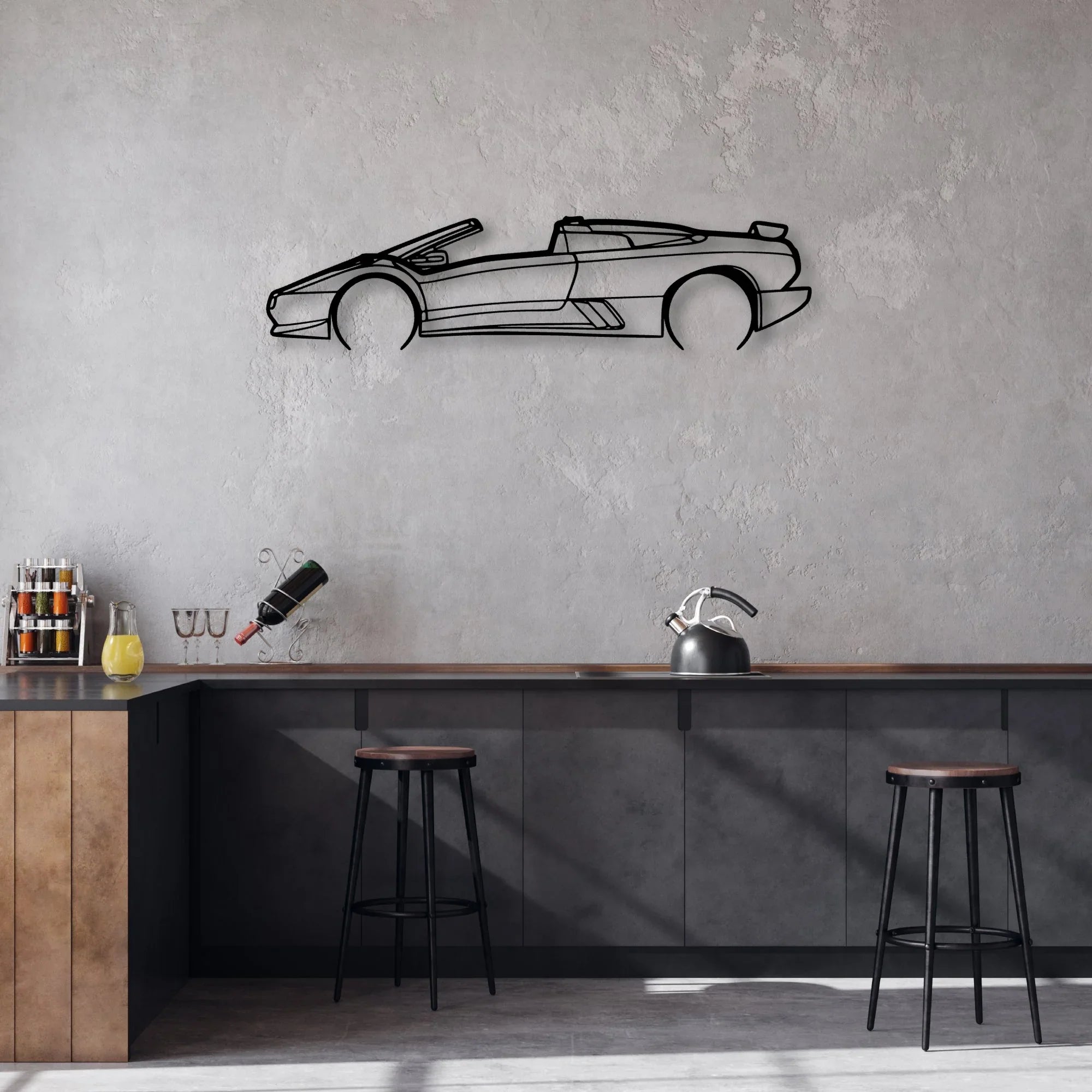 Diablo Roadster 1997 Classic Silhouette Metal Wall Art - Automotive Garage Decor