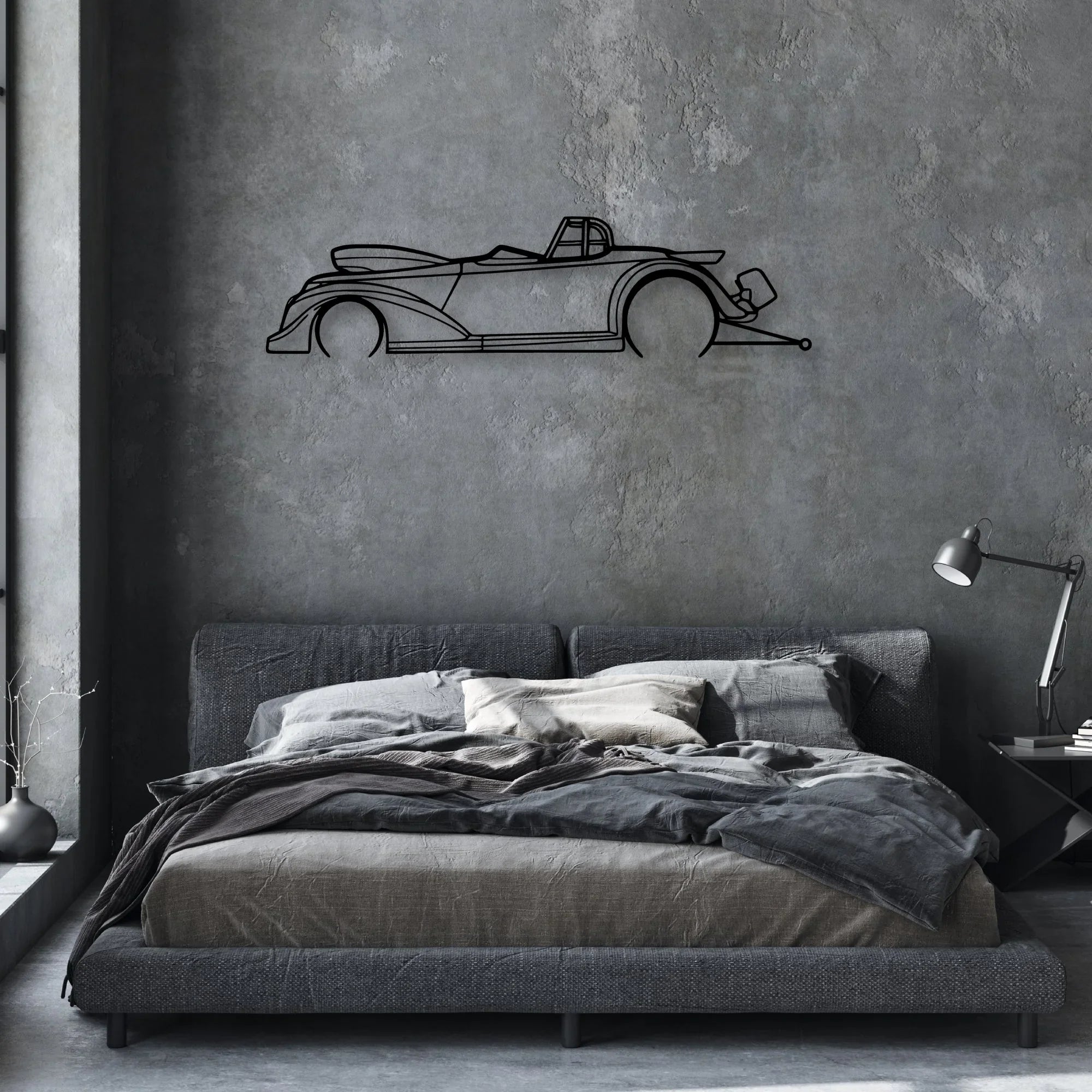 Drag 1937 Classic Silhouette Metal Wall Art - Automotive Garage Decor