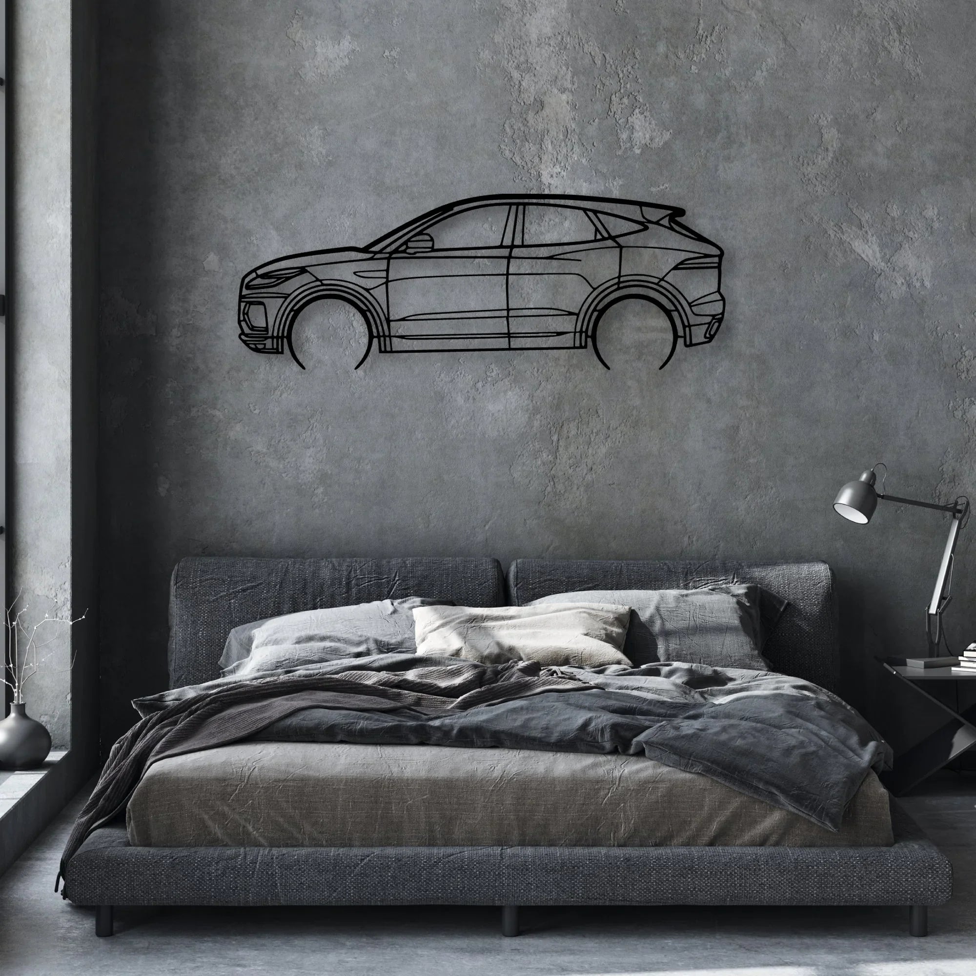 E-PACE R-Dynamic 2022 Classic Silhouette Metal Wall Art - Automotive Garage Decor