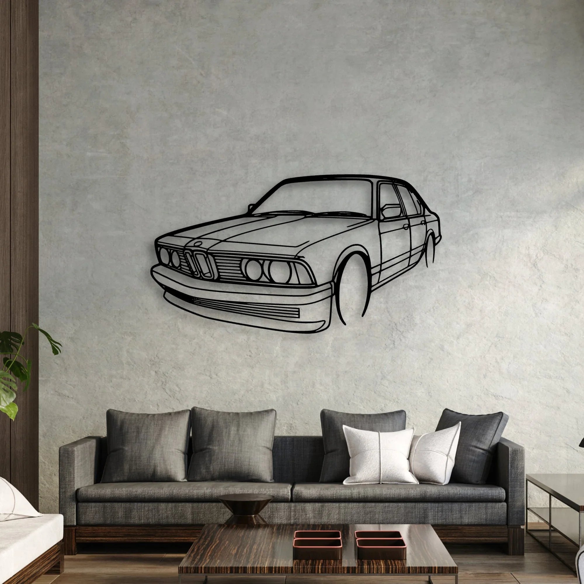 E23 Angle Classic Silhouette Metal Wall Art - Automotive Garage Decor