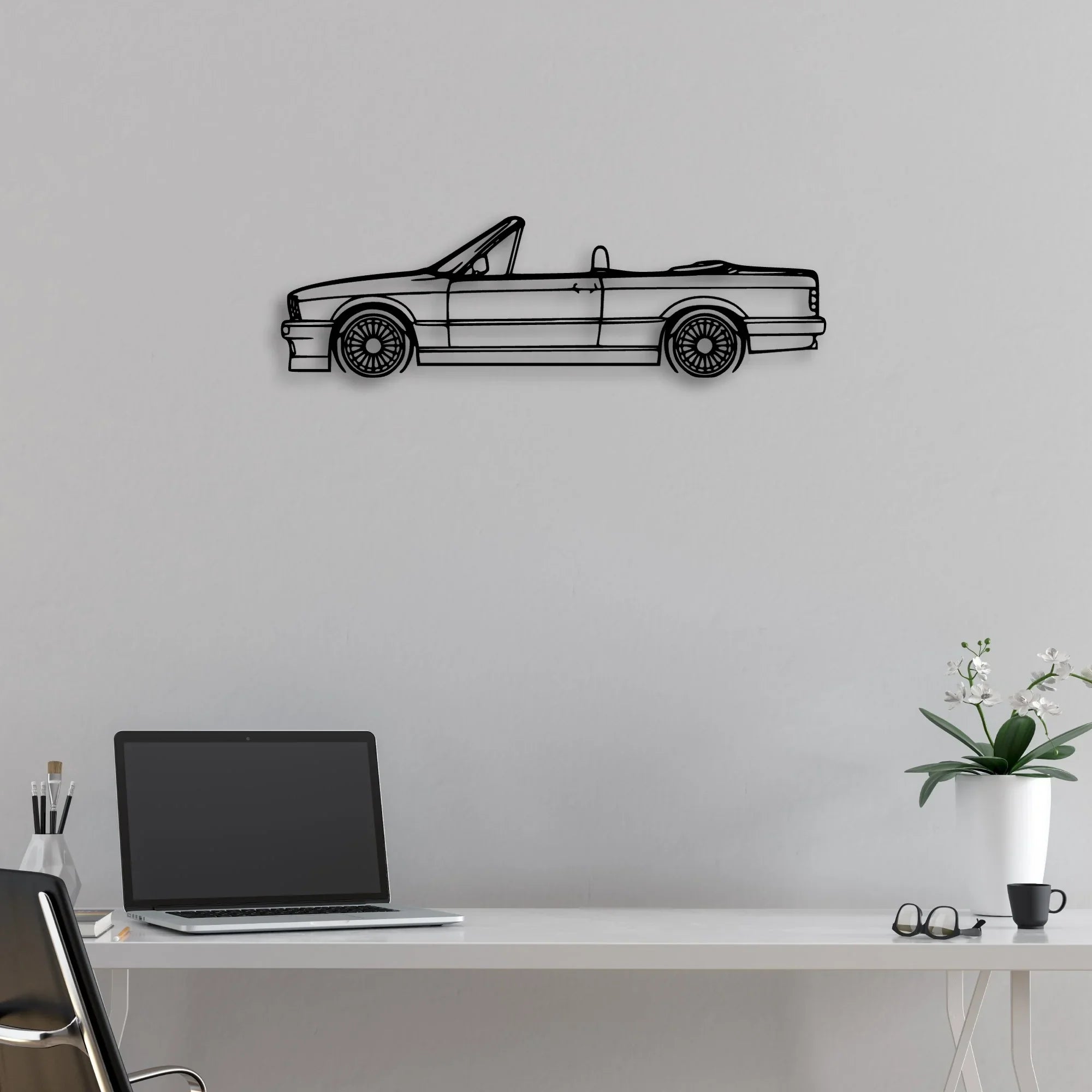 E30 Alpina Cabrio Classic Silhouette Metal Wall Art - Automotive Garage Decor