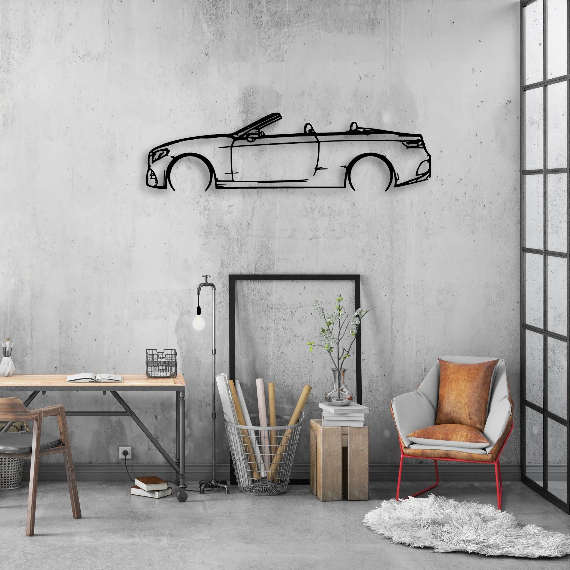 E450 2020 Cabrio Classic Silhouette Metal Wall Art - Automotive Garage Decor