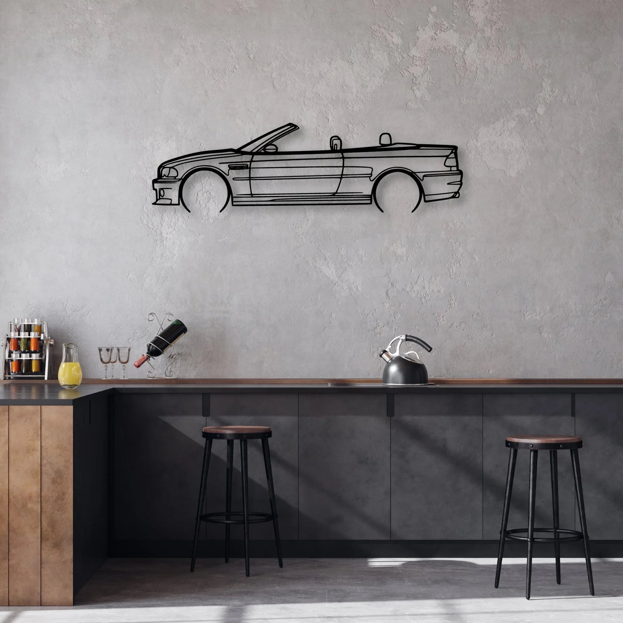 E46 m3 convertible 2 Classic Silhouette Metal Wall Art - Automotive Garage Decor
