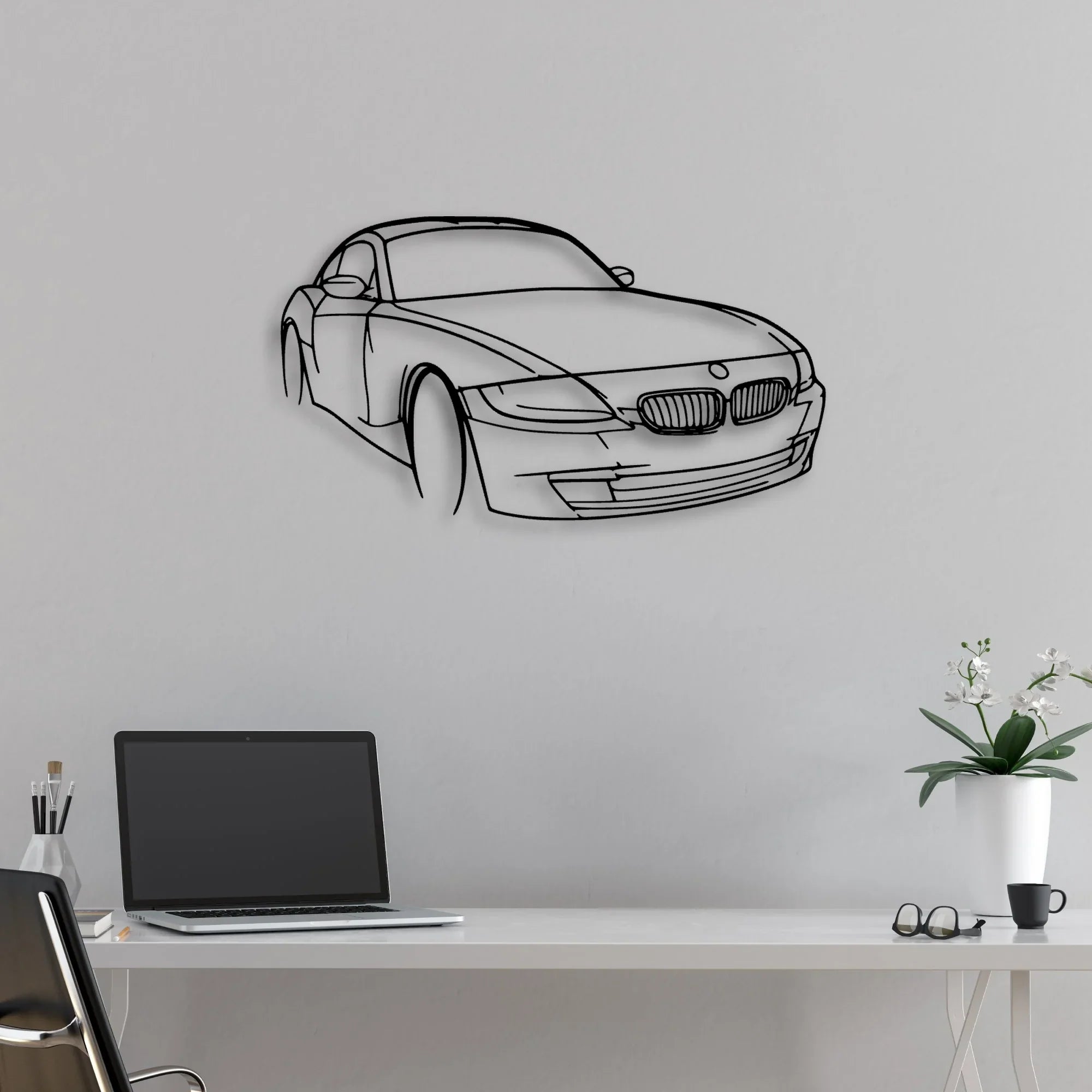 E86 Z4 Angle Classic Silhouette Metal Wall Art - Automotive Garage Decor