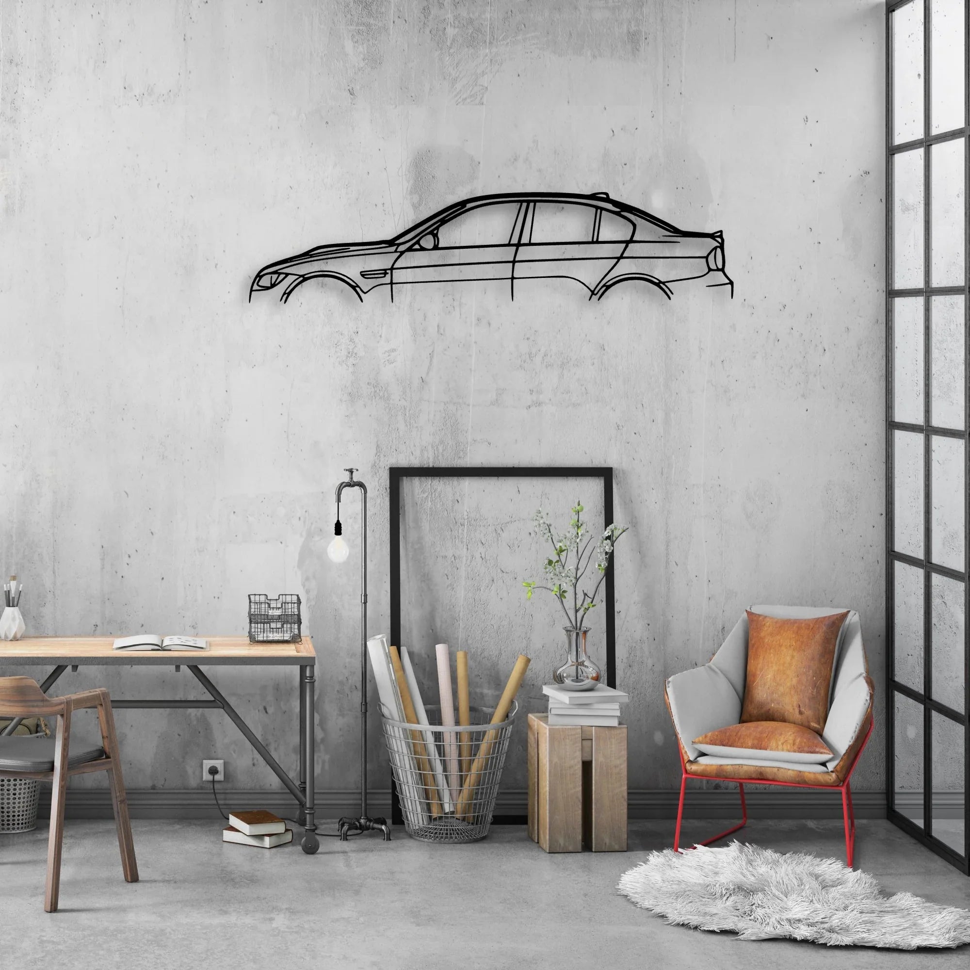 E90 M3 2008 Classic Silhouette Metal Wall Art - Automotive Garage Decor