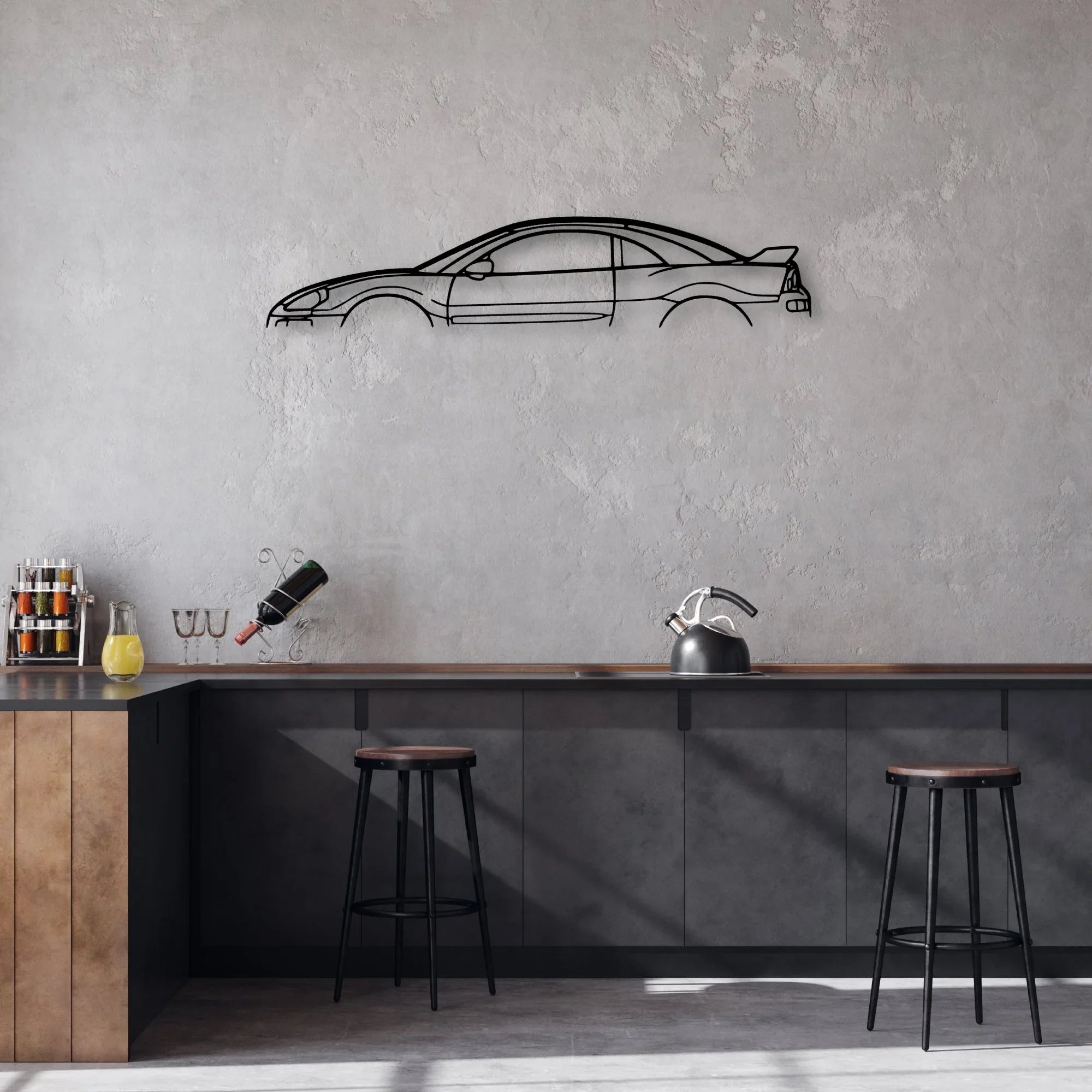 Eclipse 2002 Classic Silhouette Metal Wall Art - Automotive Garage Decor