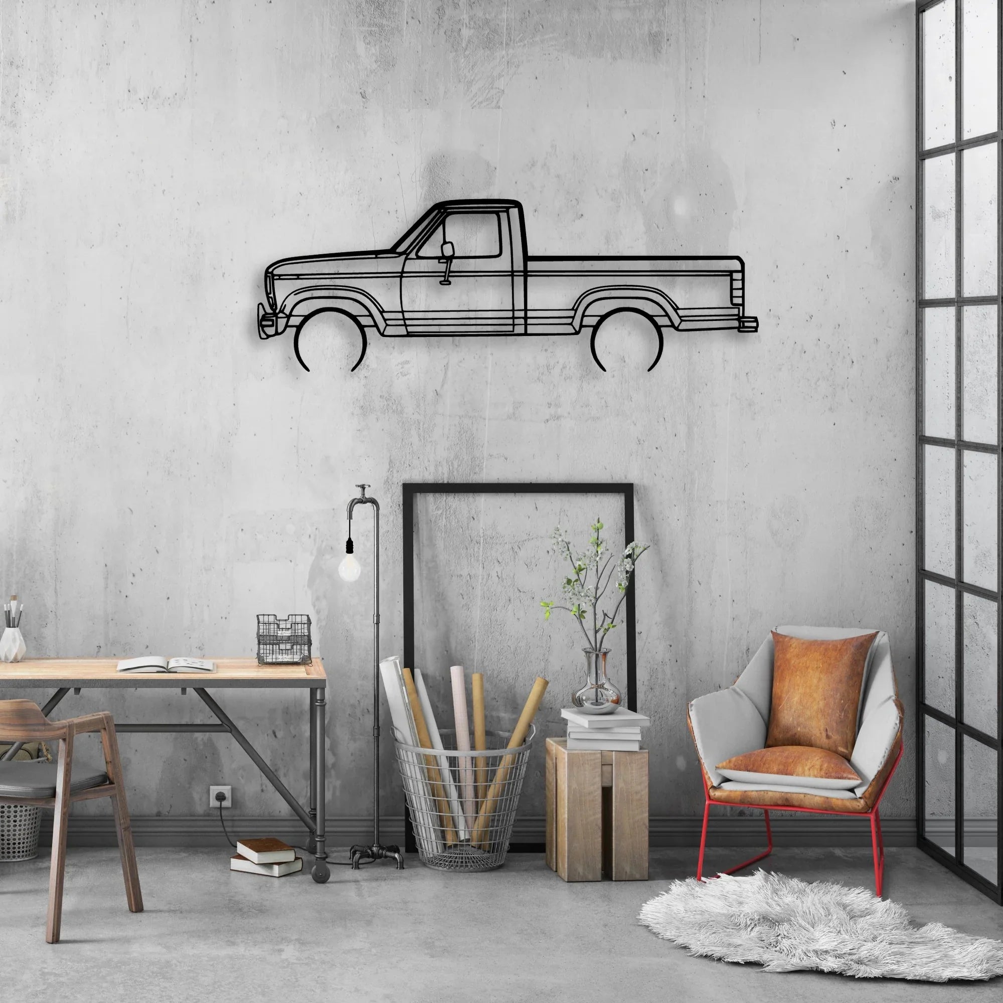 F-150 XLT 1986 Classic Silhouette Metal Wall Art - Automotive Garage Decor