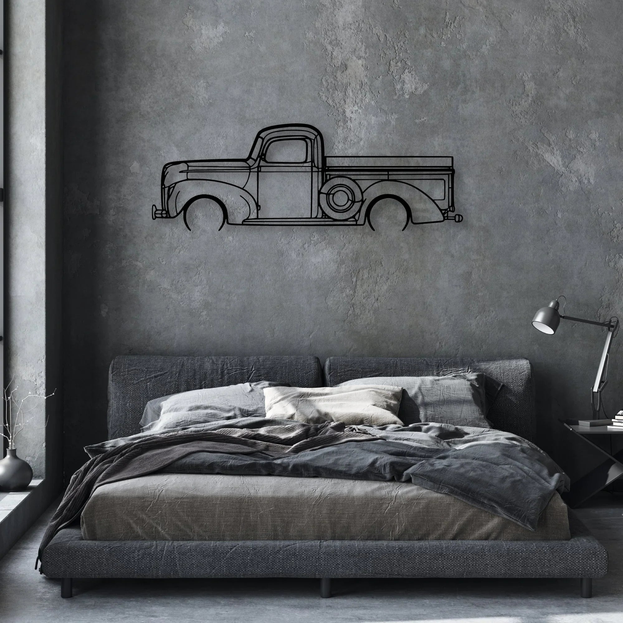 F100 1940 Classic Silhouette Metal Wall Art - Automotive Garage Decor
