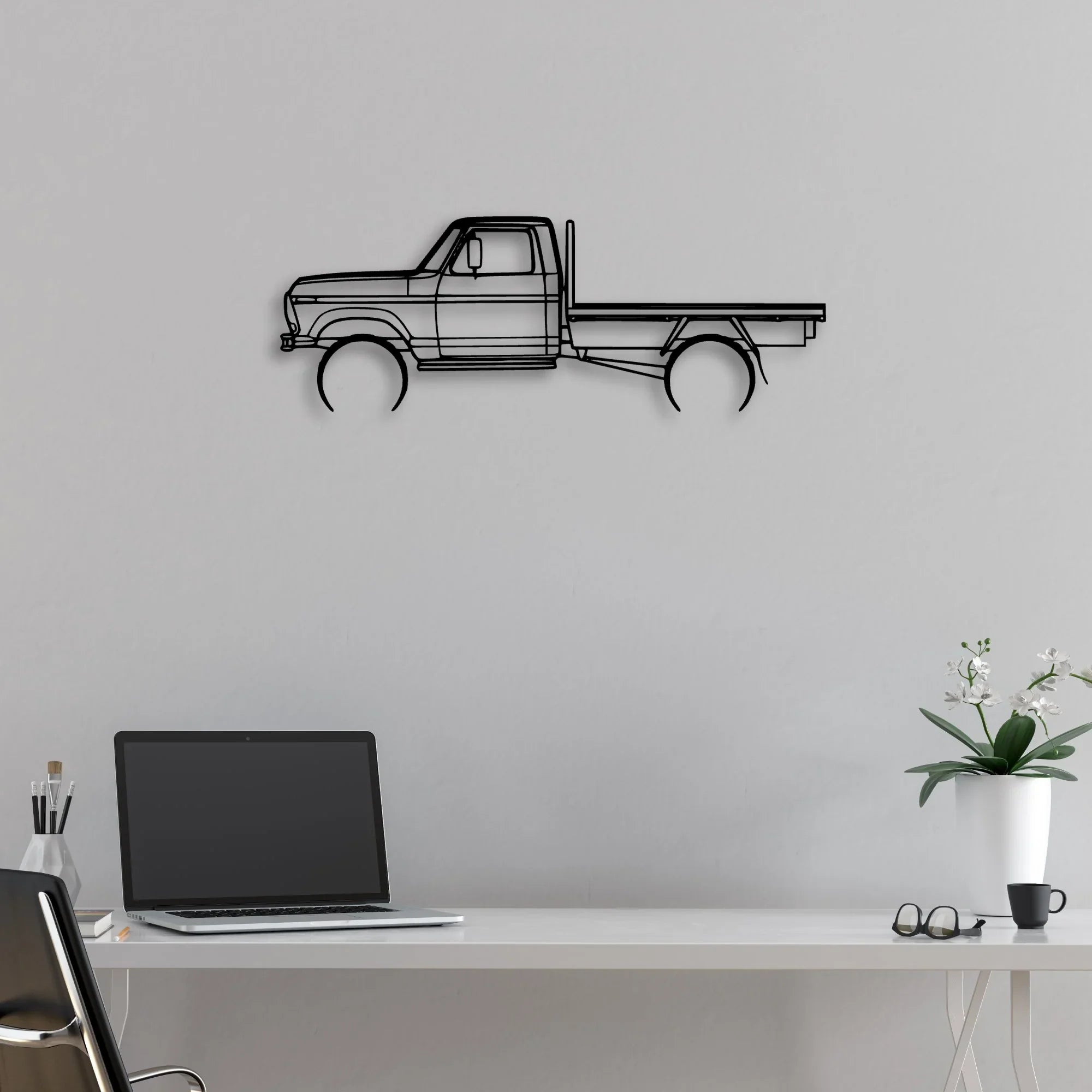 F100 Tray 1977 Classic Silhouette Metal Wall Art - Automotive Garage Decor