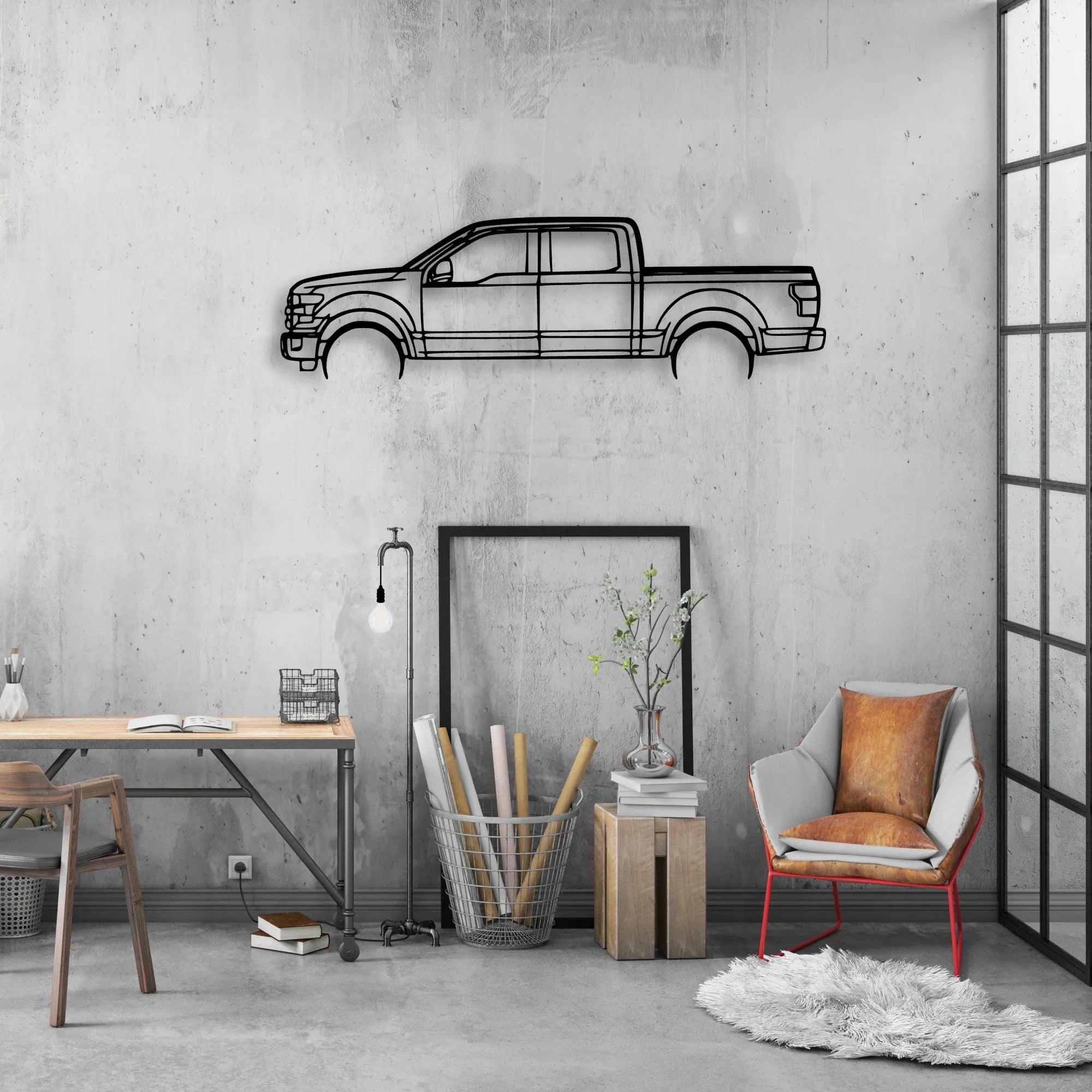 F150 2016 Classic Silhouette Metal Wall Art - Automotive Garage Decor