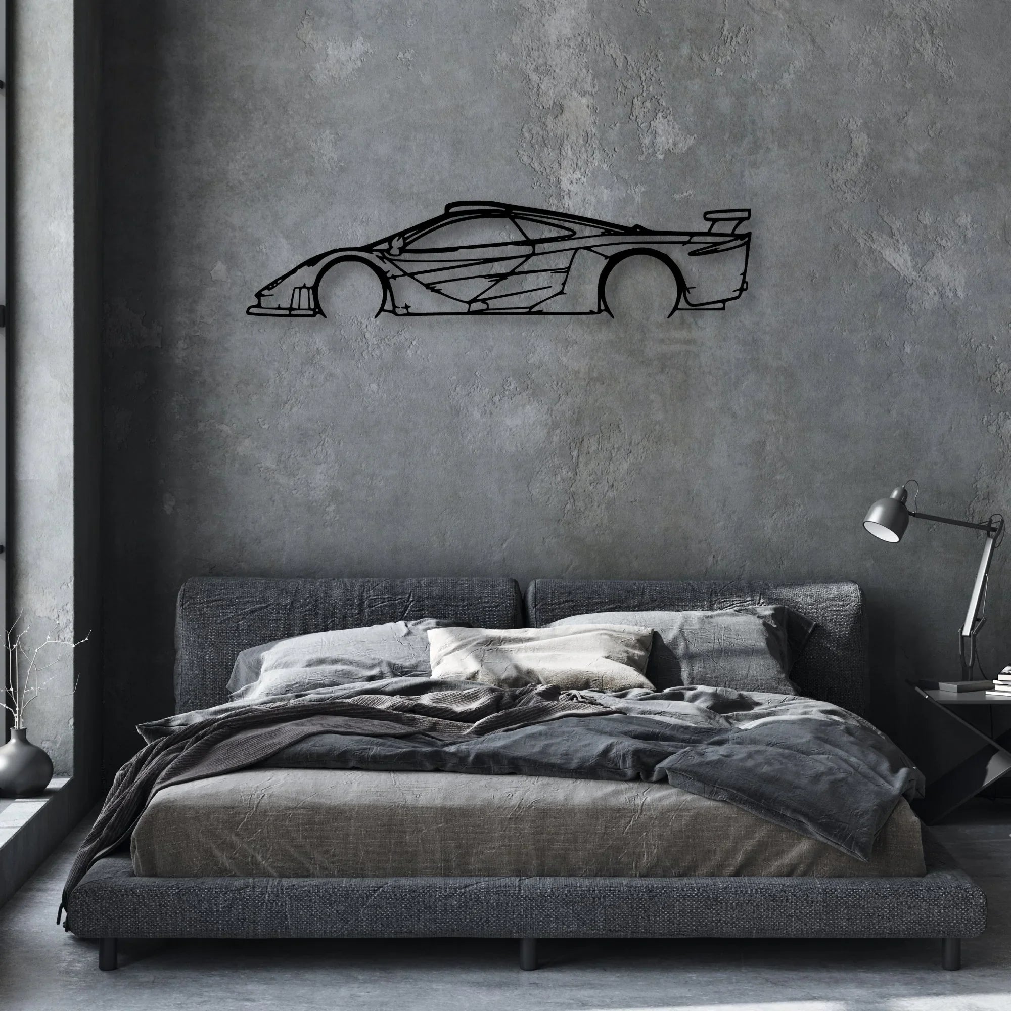 F1 GTR Longtail Classic Silhouette Metal Wall Art - Automotive Garage Decor
