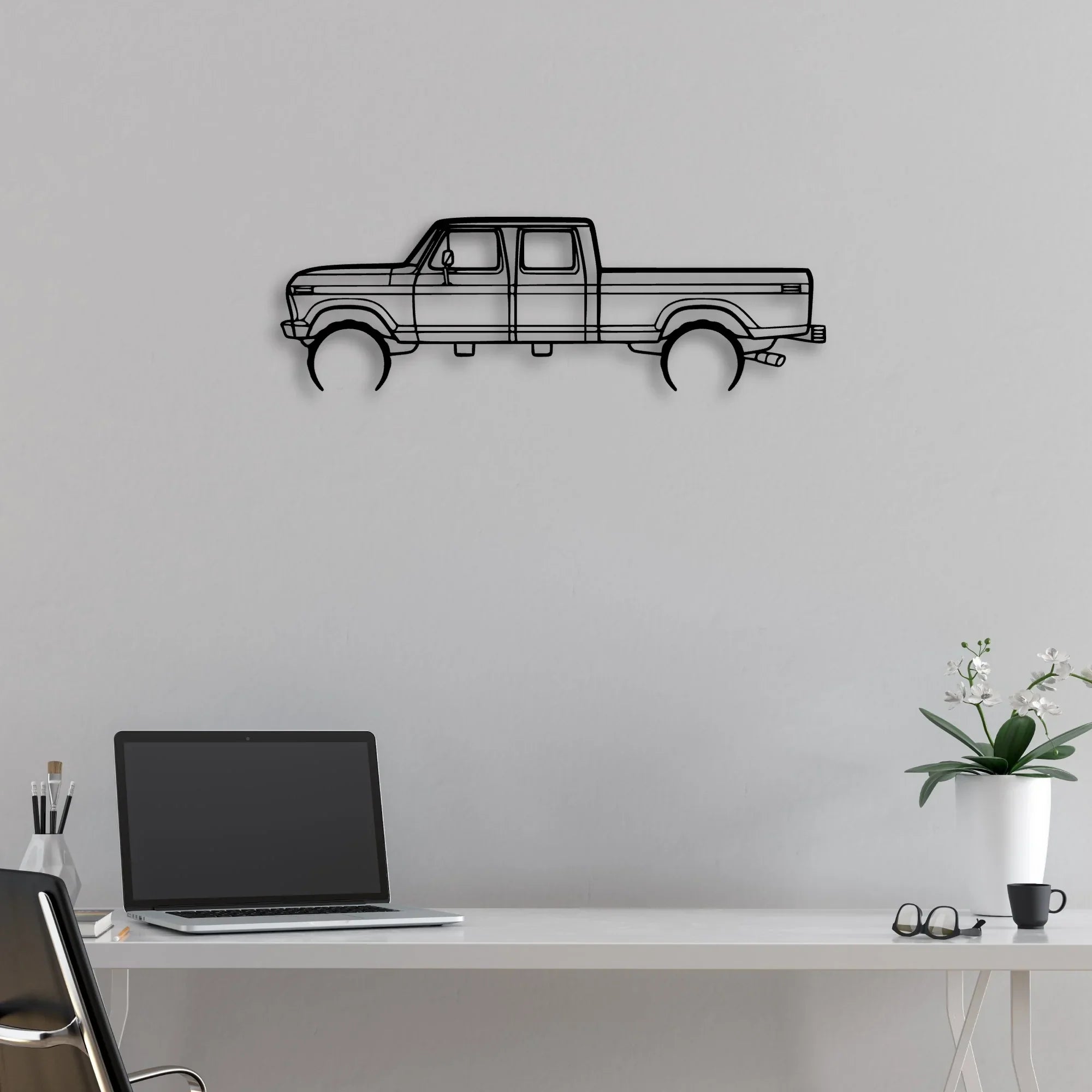 F350 1976 Classic Silhouette Metal Wall Art - Automotive Garage Decor