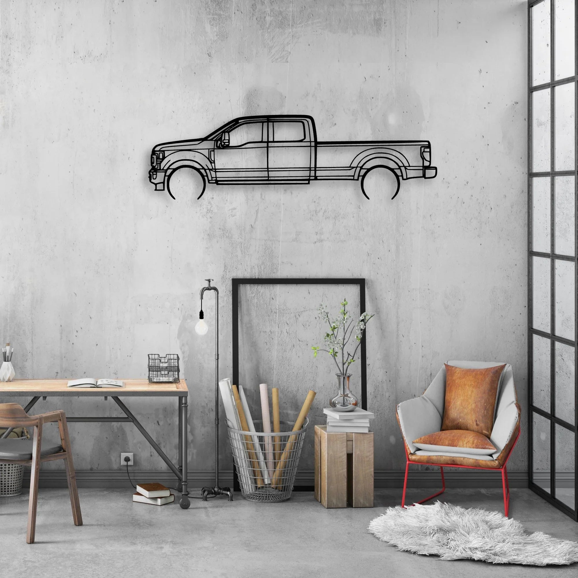 F350 2022 Platinum Classic Silhouette Metal Wall Art - Automotive Garage Decor