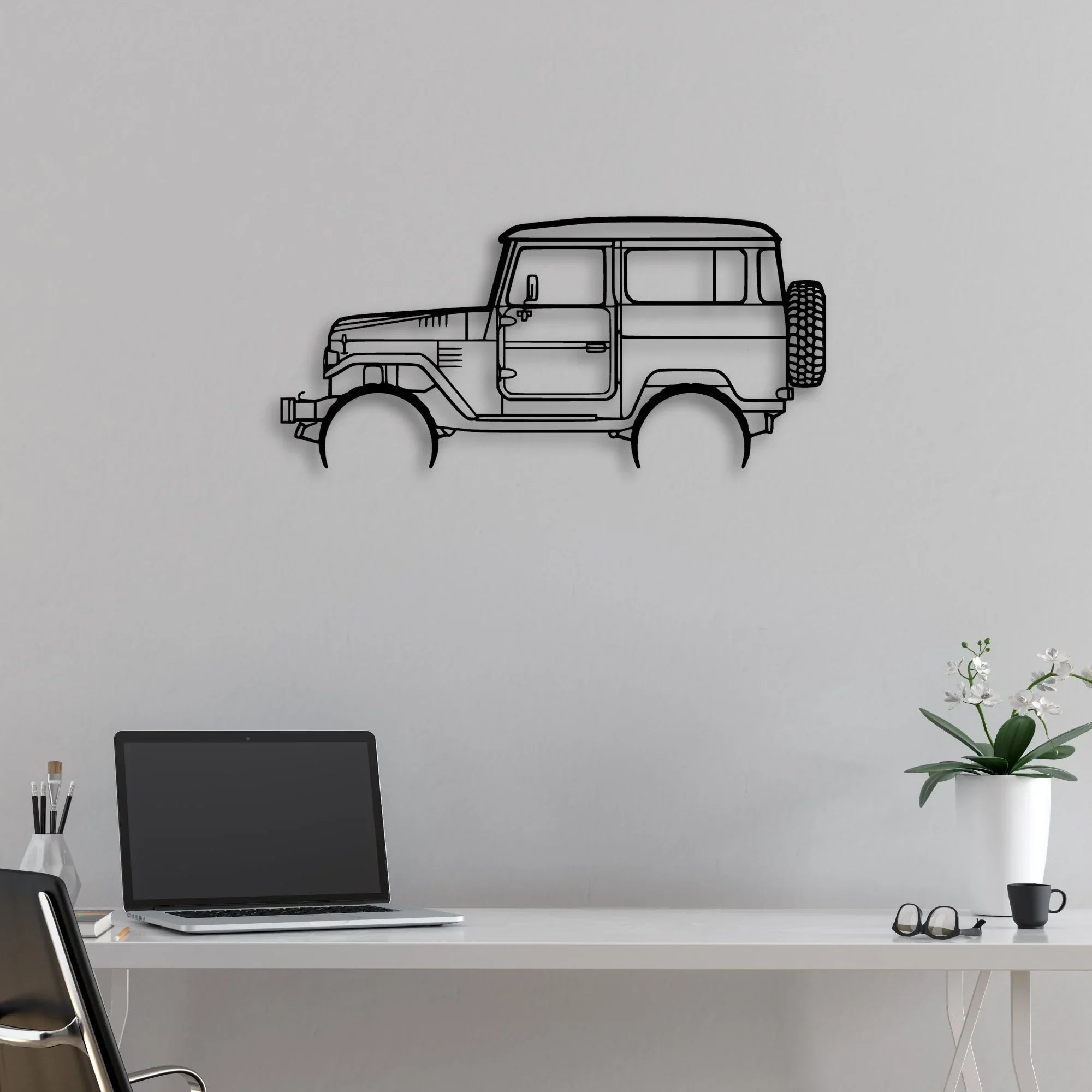 FJ40 1977 Classic Silhouette Metal Wall Art - Automotive Garage Decor