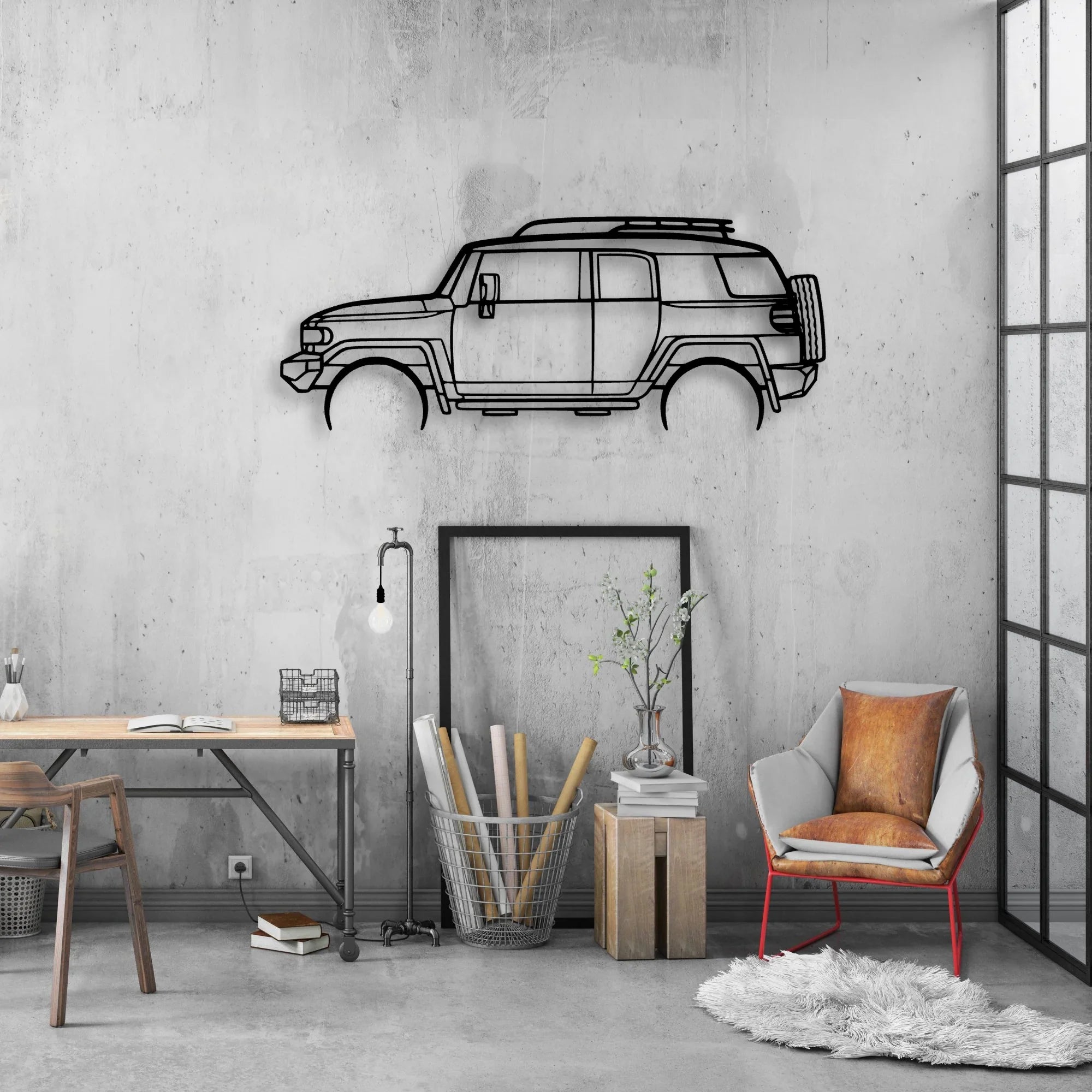 FJ Cruiser 2008 Classic Silhouette Metal Wall Art - Automotive Garage Decor