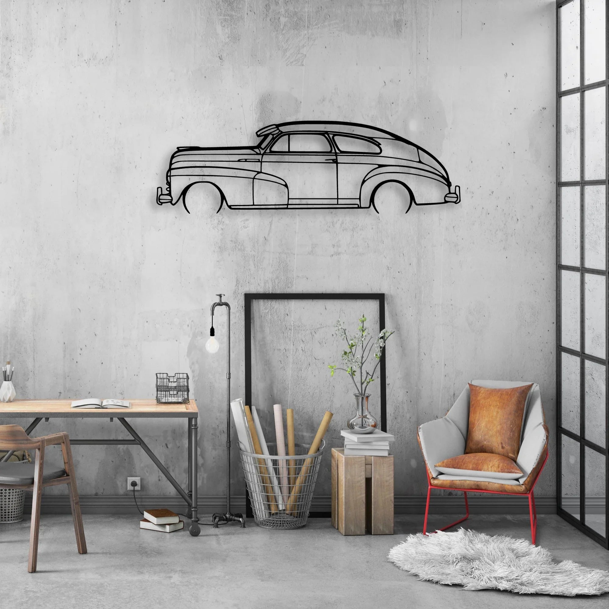 Fleetline 1947 Classic Silhouette Metal Wall Art - Automotive Garage Decor