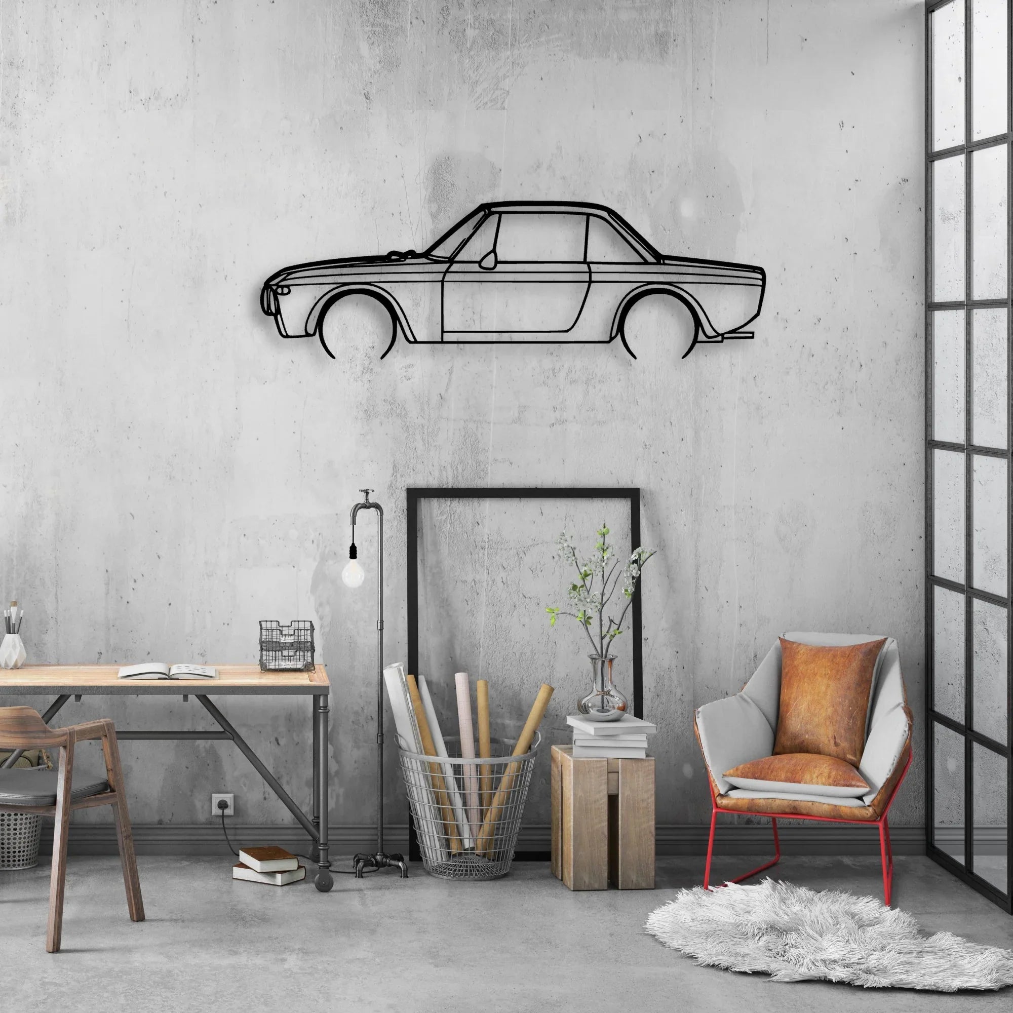 Fulvia 1970 Classic Silhouette Metal Wall Art - Automotive Garage Decor