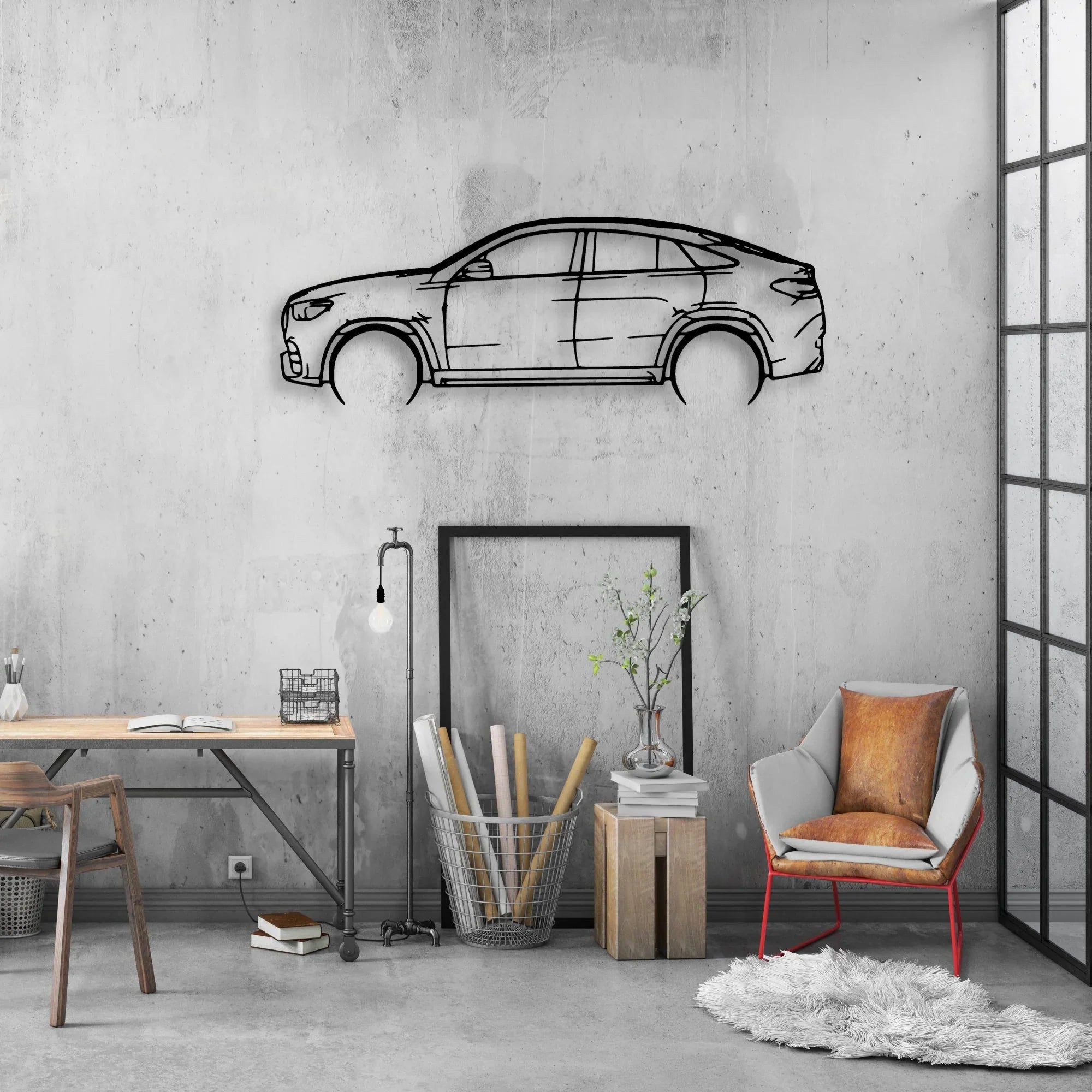 GLE 2021 Classic Silhouette Metal Wall Art - Automotive Garage Decor