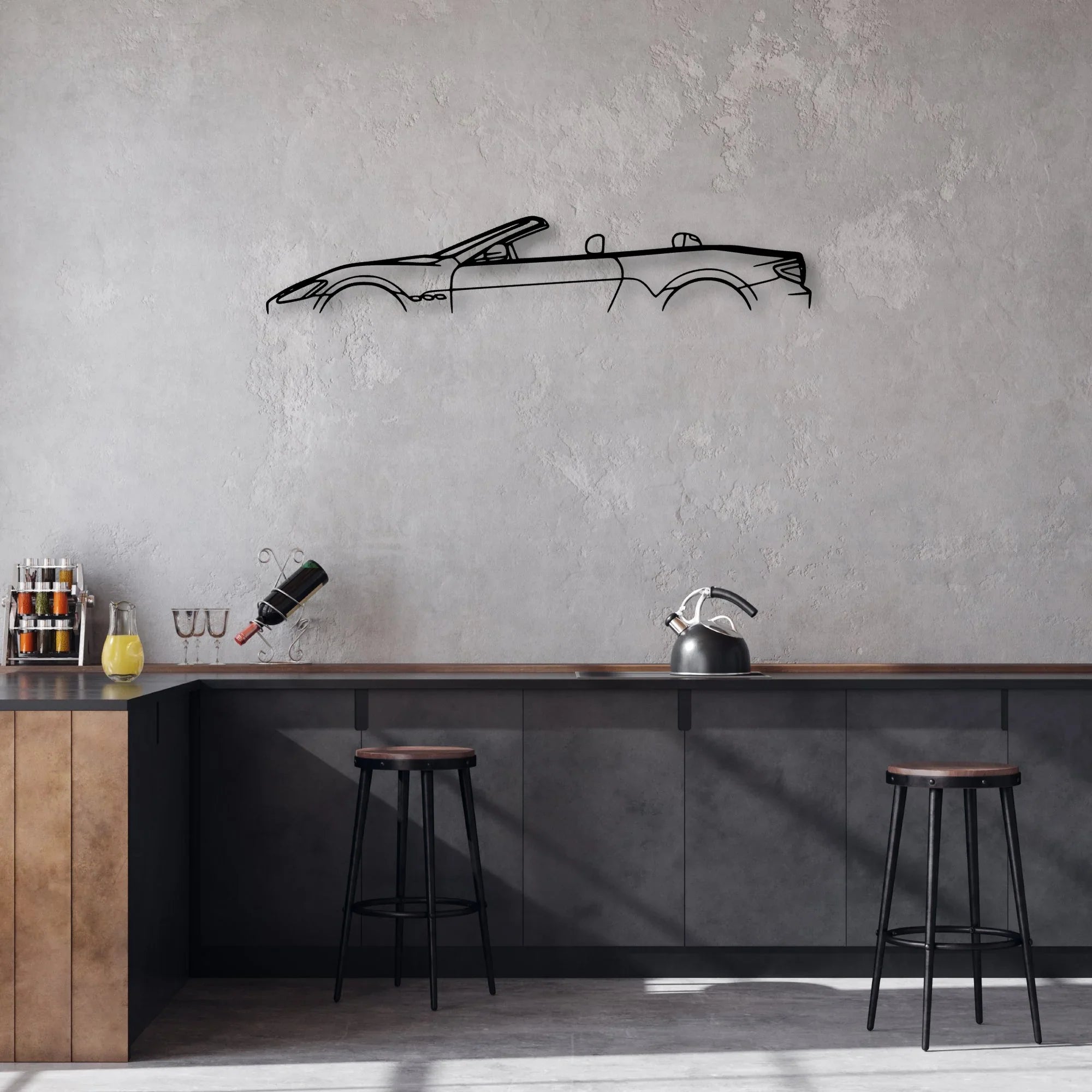 GT convertible Classic Silhouette Metal Wall Art - Automotive Garage Decor