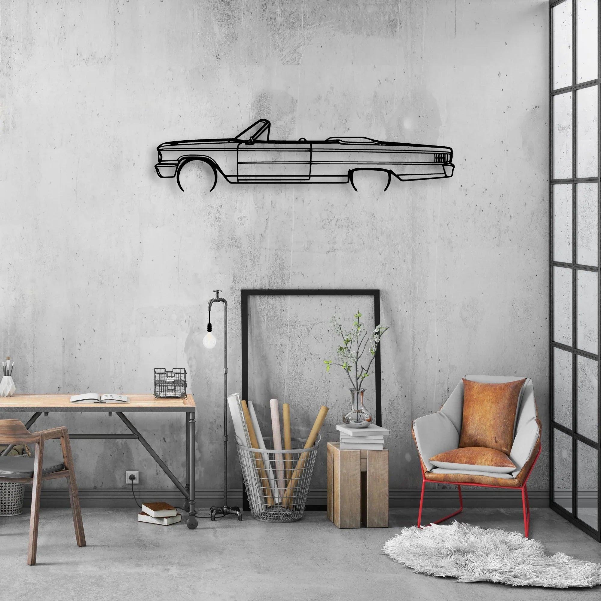 Galaxie 500 1963 Classic Silhouette Metal Wall Art - Automotive Garage Decor