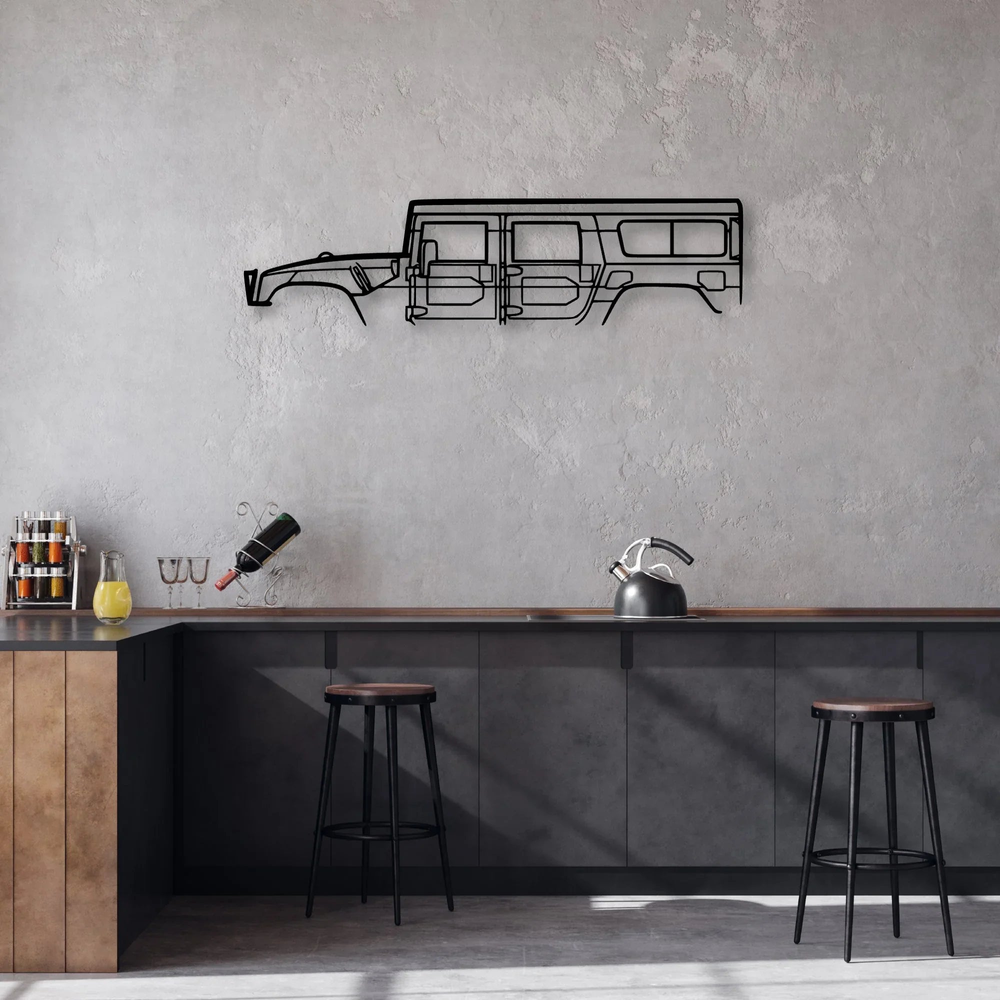 H-1 1998 Classic Silhouette Metal Wall Art - Automotive Garage Decor